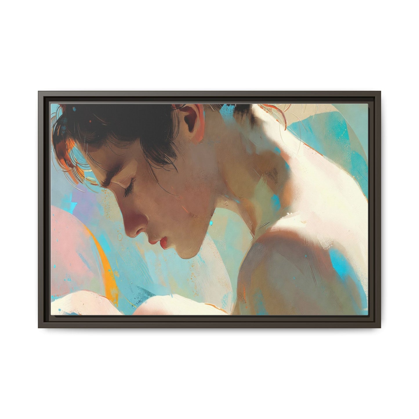 Framed Matte Canvas Print — Dreamy Portrait Art (Multi‑Color)