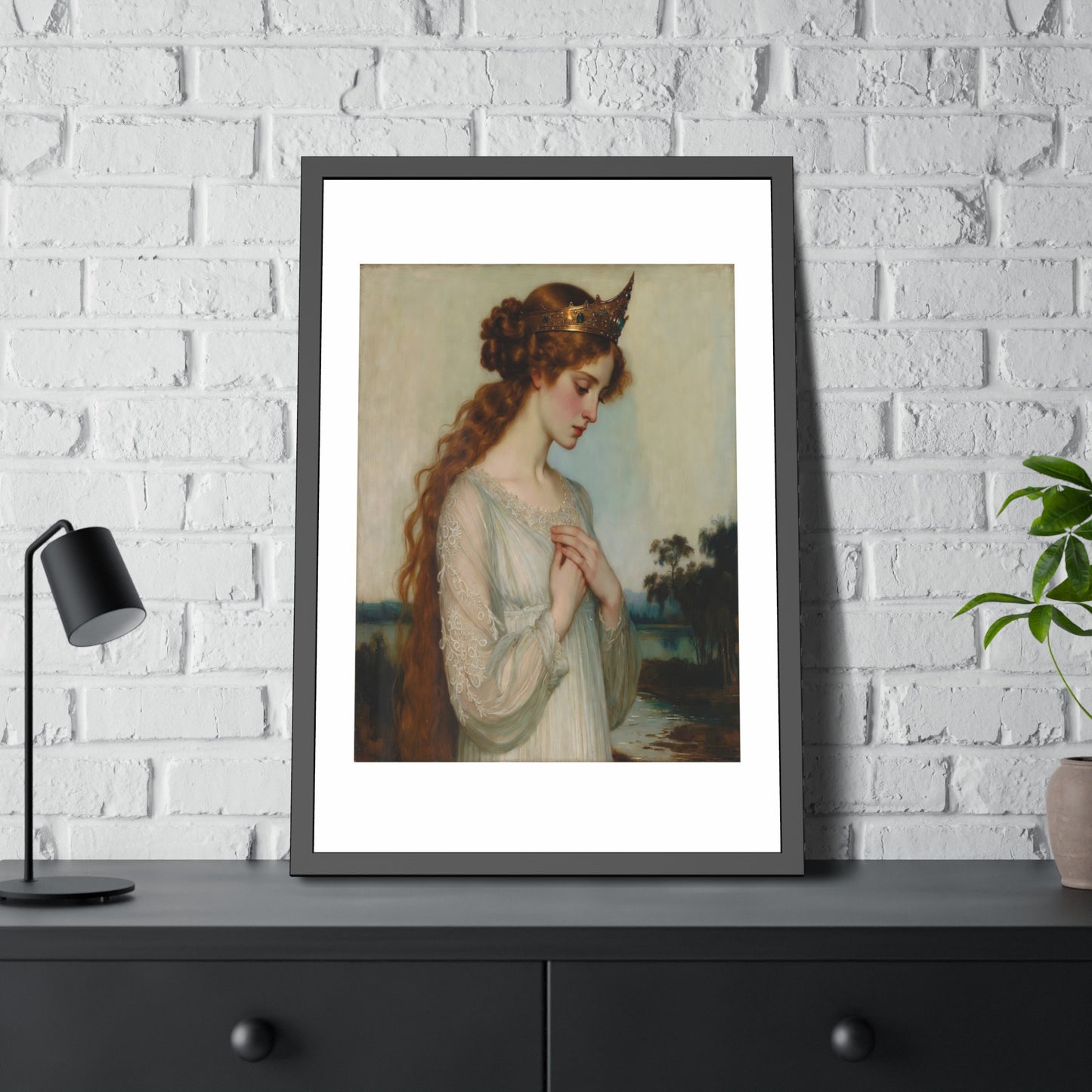 Framed Art Print — Pre-Raphaelite Woman Portrait, Vintage Romantic Wall Art