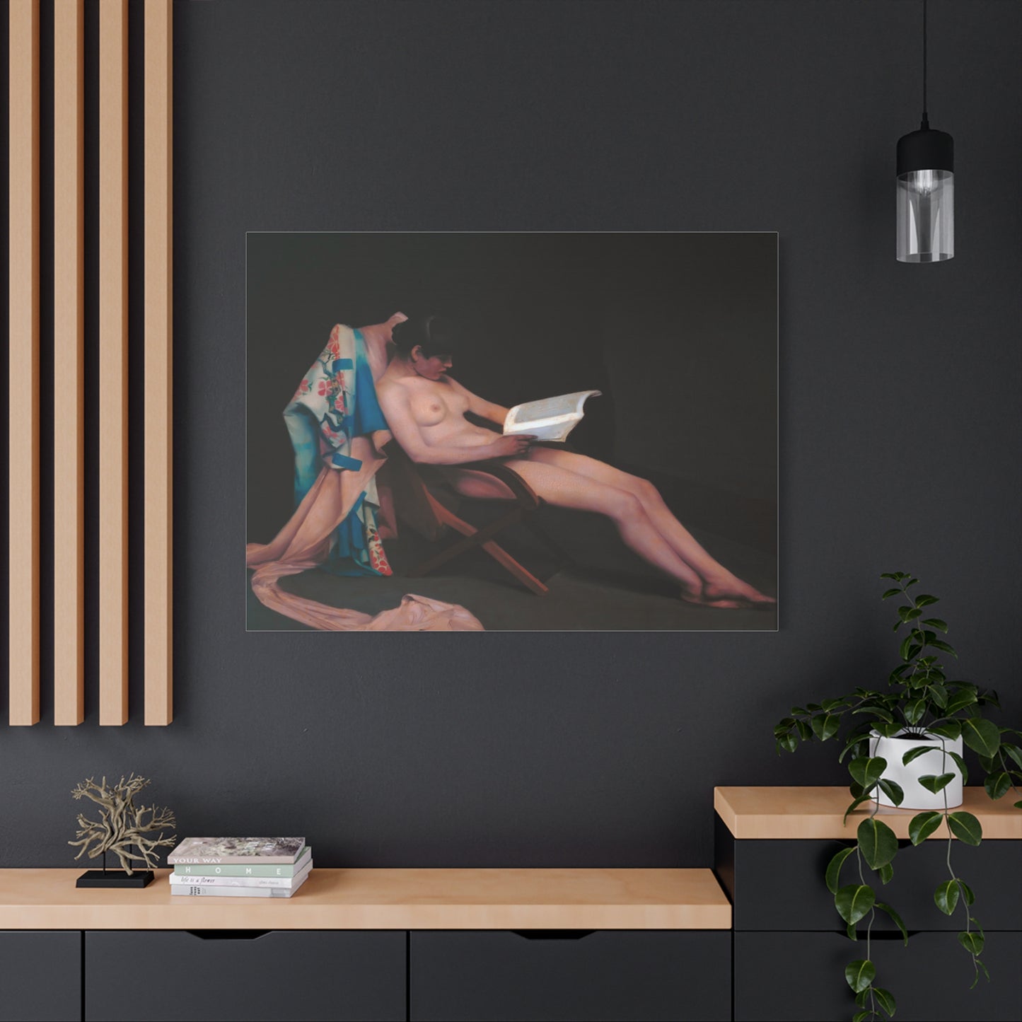 The reading girl by Theodore Roussel Matte Canvas Wall Art Print
