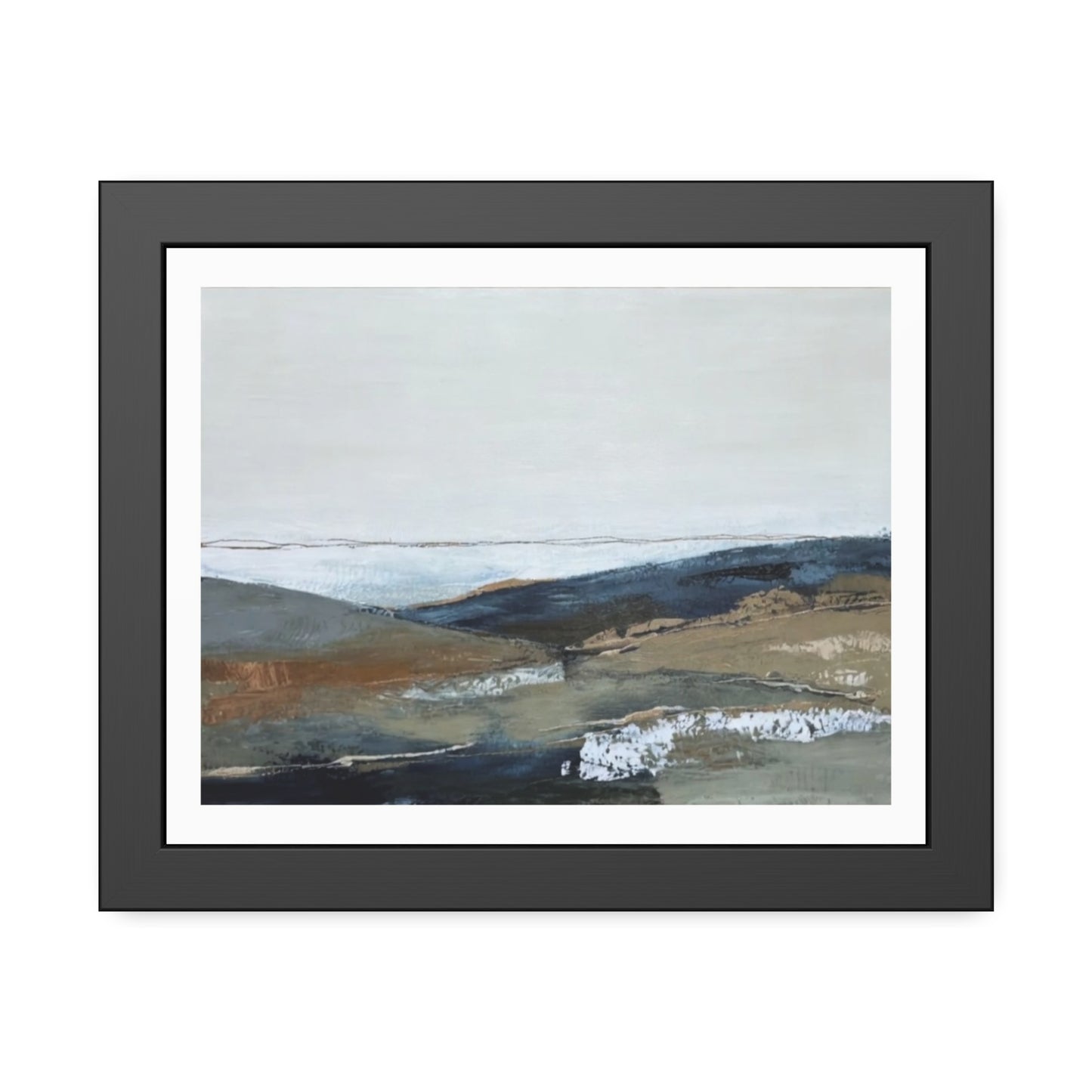 Framed Abstract Landscape Print — Calming Coastal Wall Art Poster
