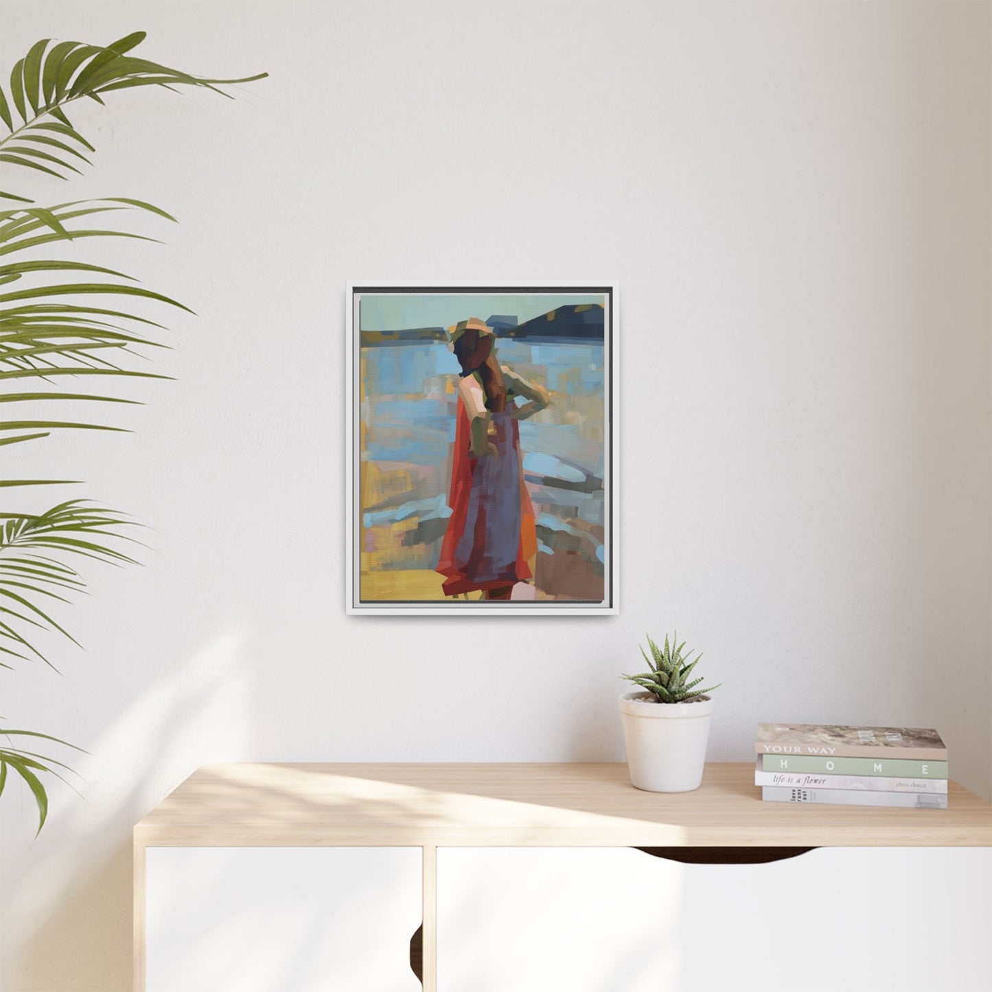 Framed Matte Canvas Print — Coastal Woman Abstract Art