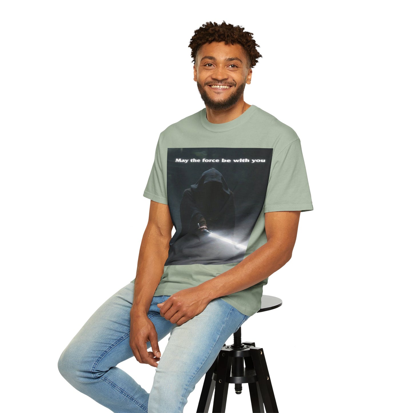 May the Force Be With You T-Shirt — Dark Hooded Lightsaber Graphic Tee