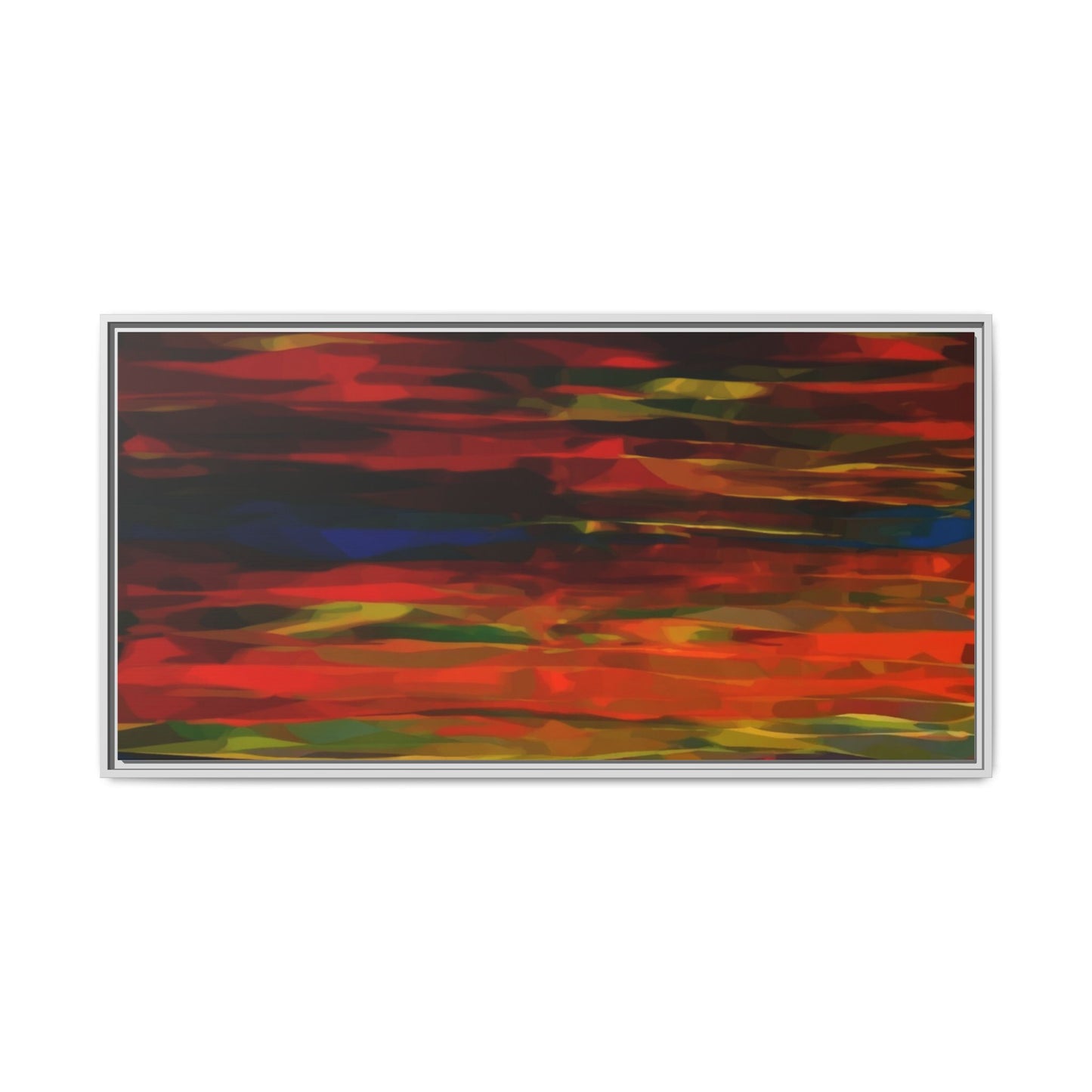 Abstract Multi-Color Matte Canvas Framed Wall Art — Bold Red & Blue Modern Painting