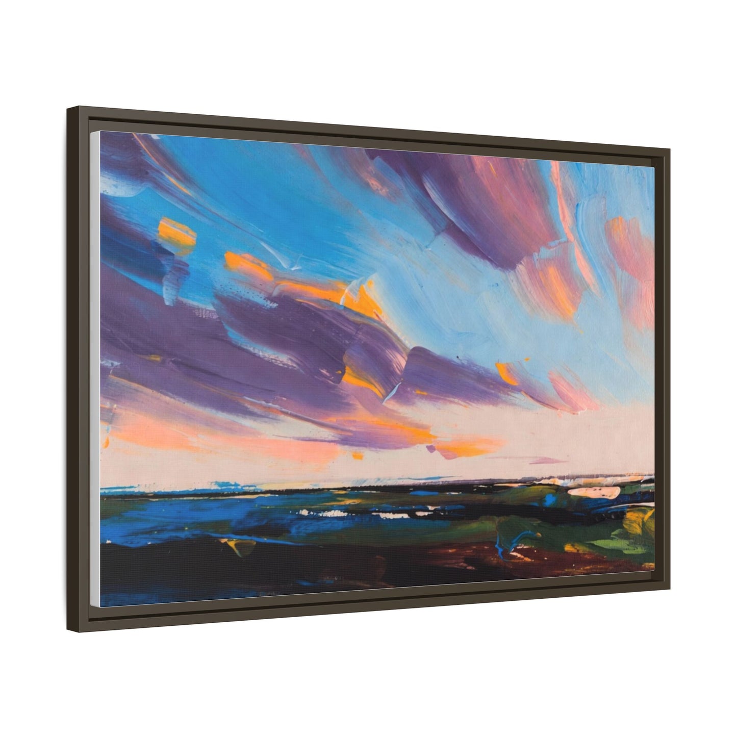 Framed Matte Canvas Abstract Seascape Sunset Art Print