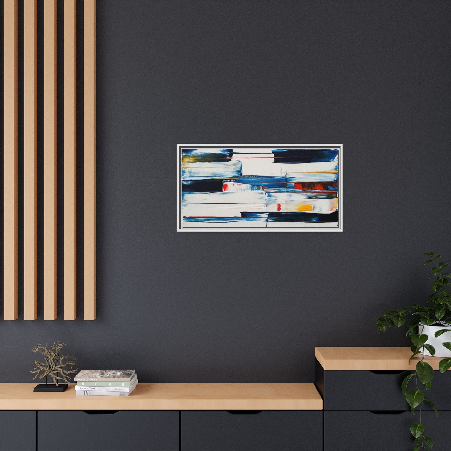 Abstract Coastal Brushstrokes Framed Canvas Print