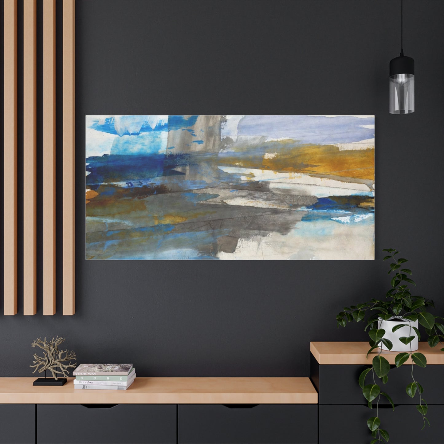 Abstract Coastal Blue Matte Canvas Print — Stretched 1.25" Wall Art