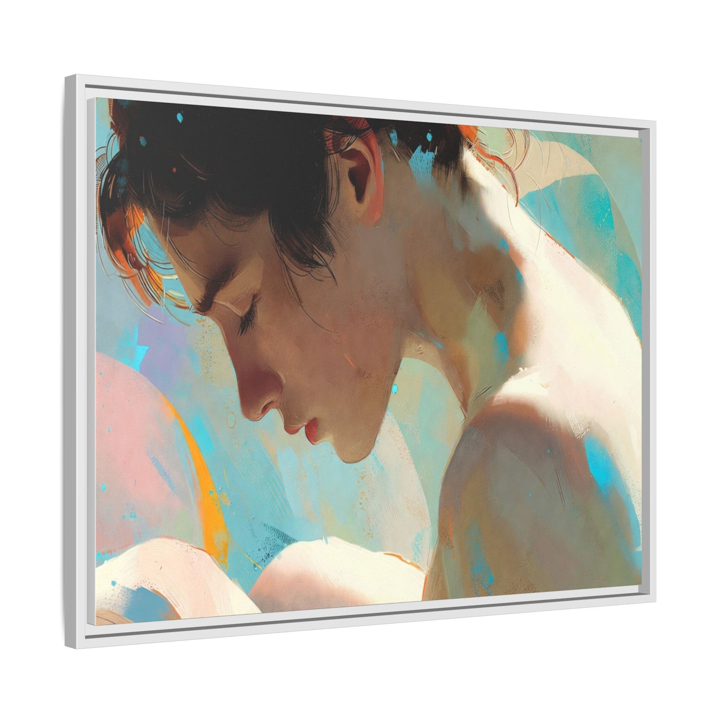 Framed Matte Canvas Print — Dreamy Portrait Art (Multi‑Color)