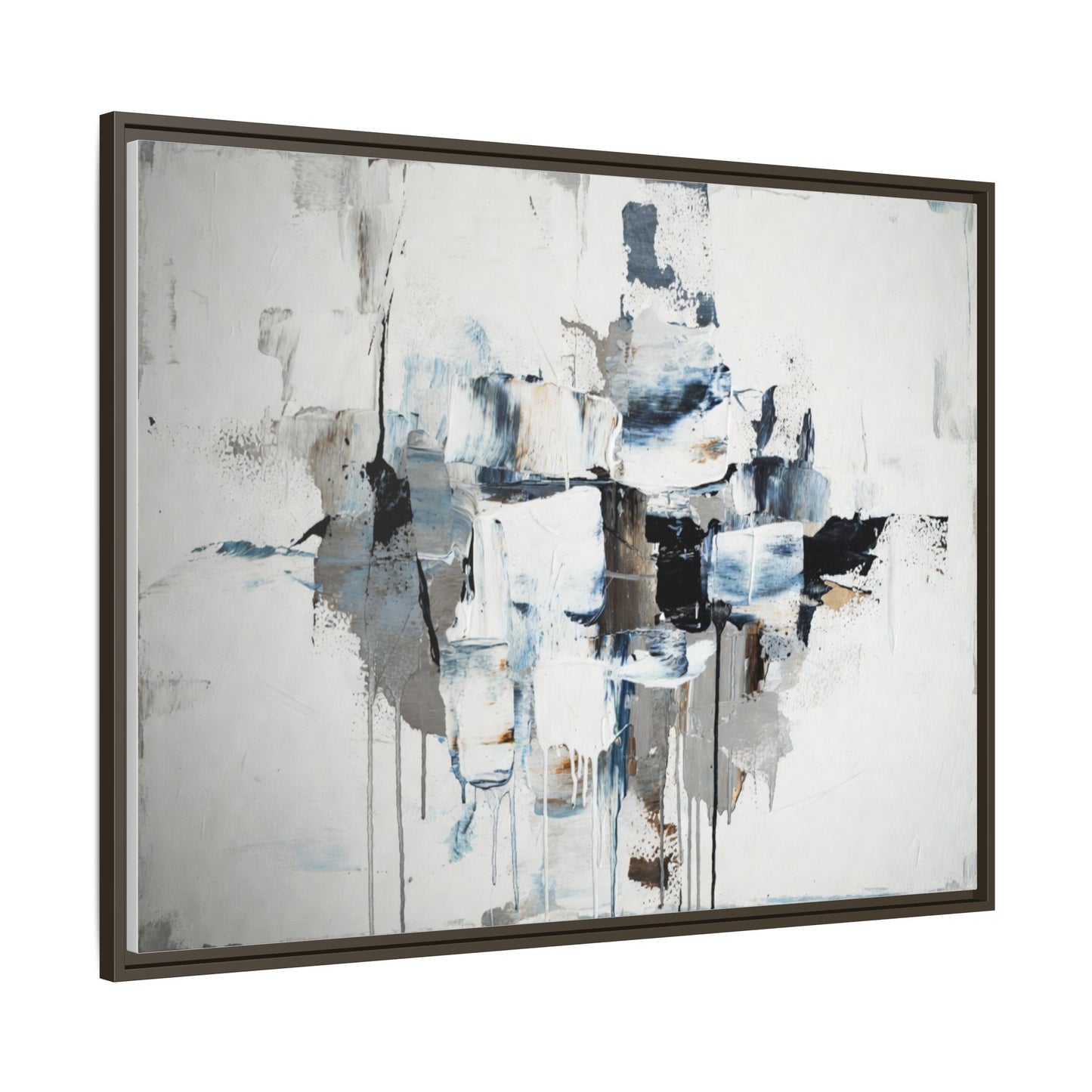 Framed Abstract Canvas Art — Blue Neutral Modern Wall Print