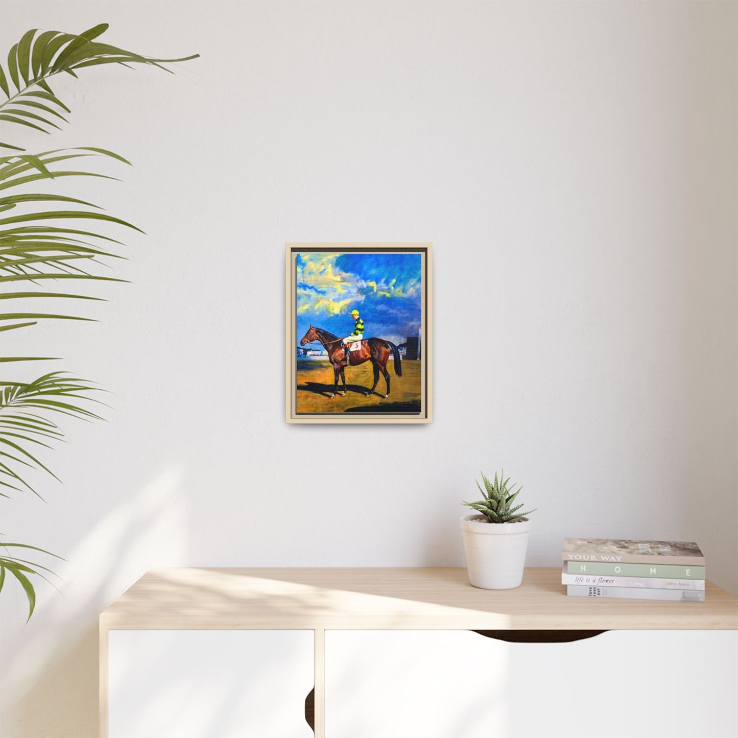 Framed Matte Canvas — Jockey on Racehorse Vintage Equestrian Wall Art