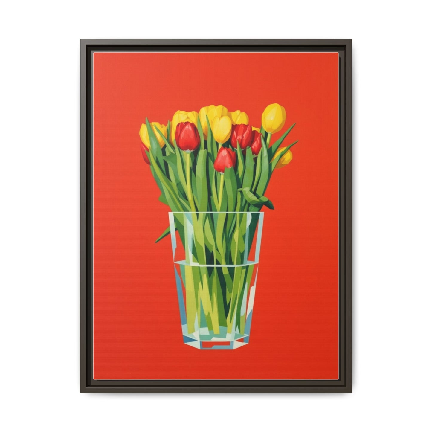 Framed Tulip Bouquet Matte Canvas Art — Vibrant Red Floral Wall Print