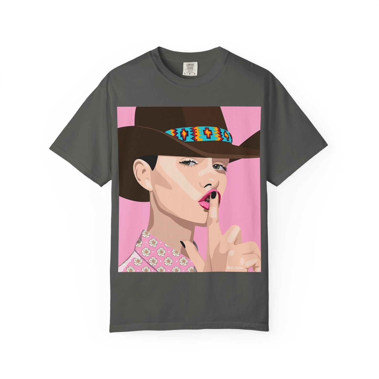 Cowgirl Pop Art T-Shirt — Pink 'Shh' Graphic Tee