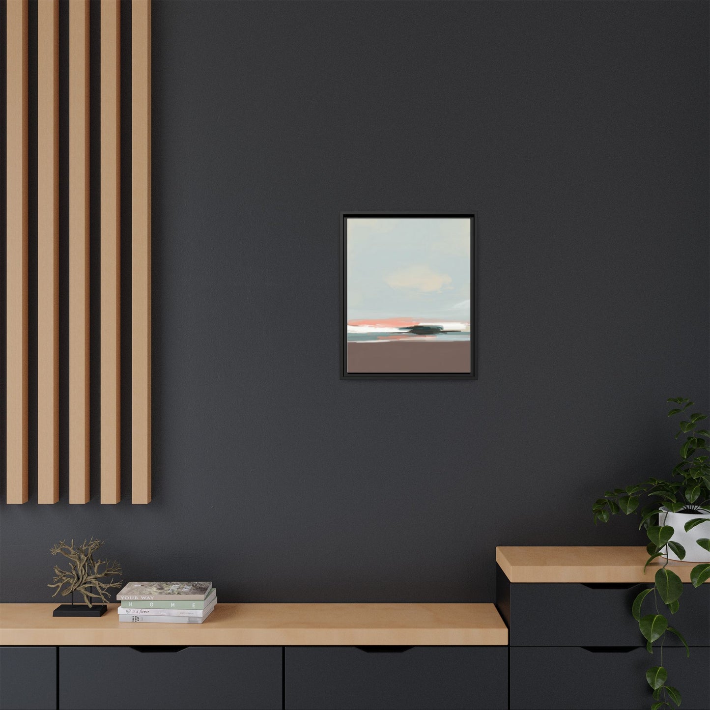 Framed Matte Canvas Print — Soft Coastal Abstract Landscape