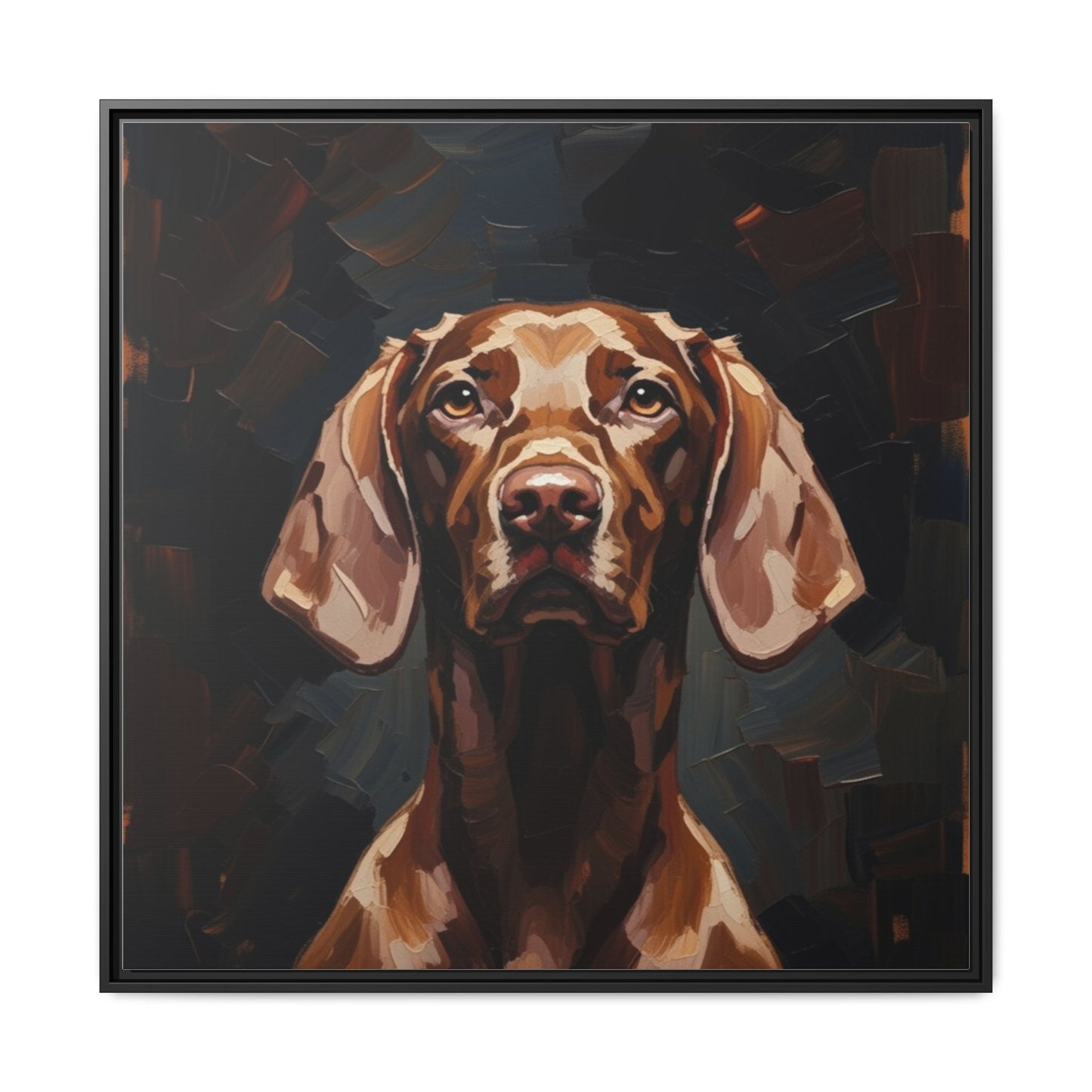 Framed Matte Canvas Dog Portrait – Brown Vizsla Wall Art