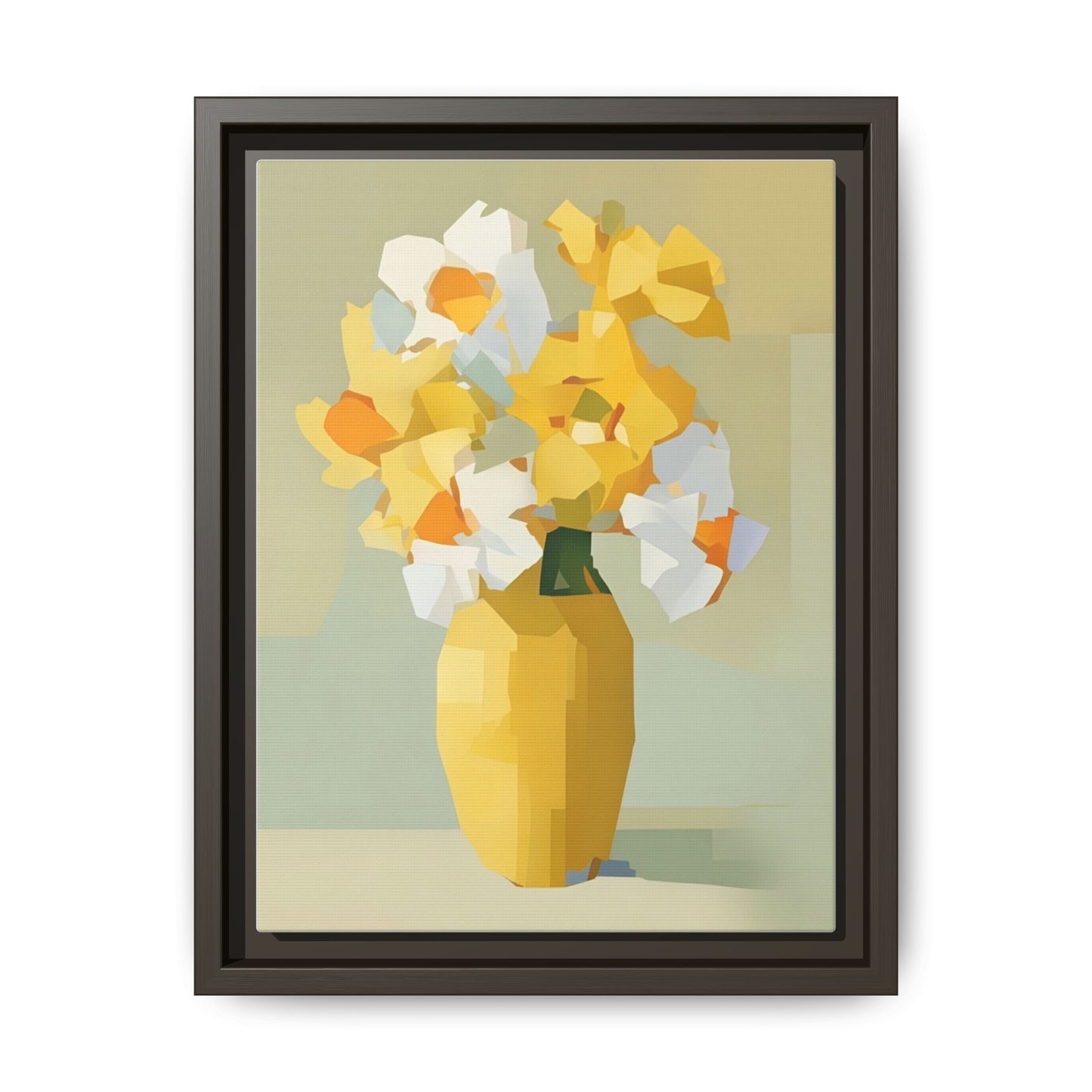 Framed Floral Canvas Print — Yellow Vase Bouquet Wall Art