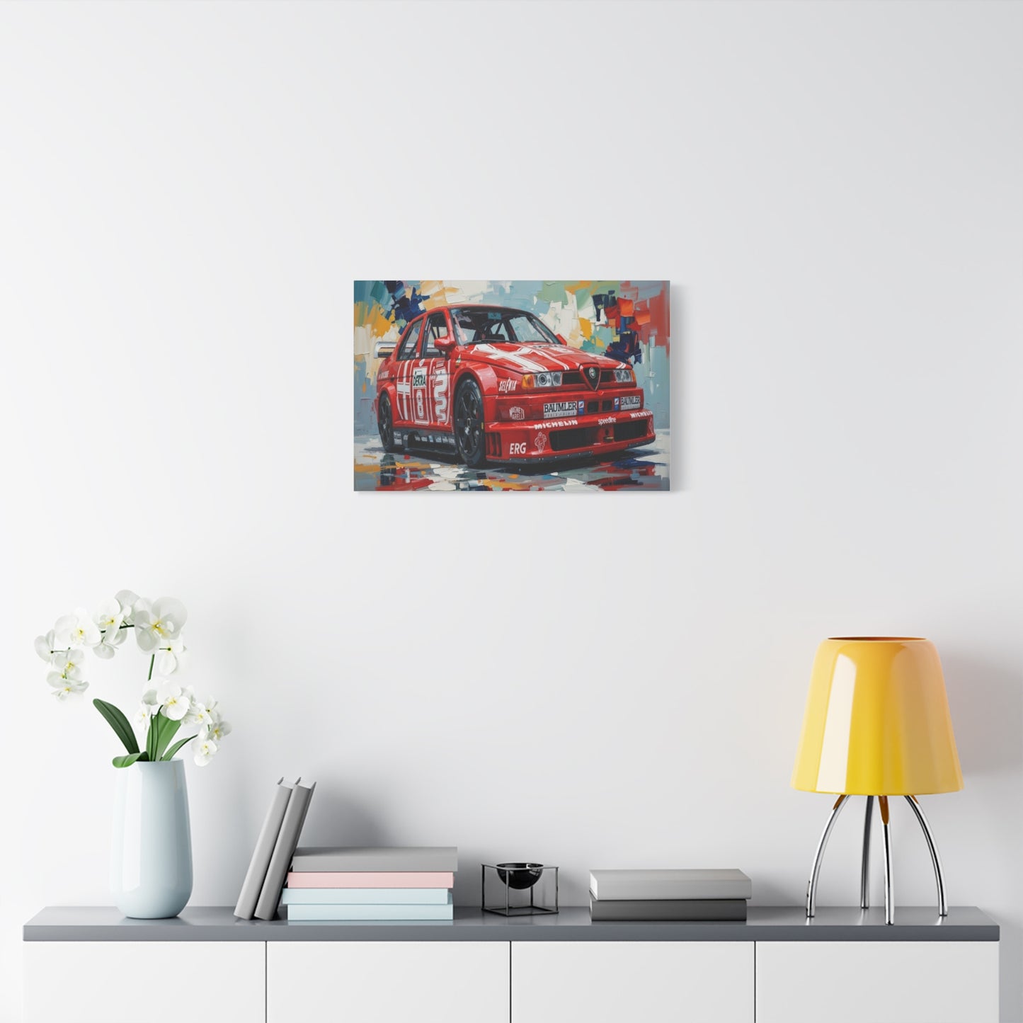 Racing Alfa Romeo Canvas Print — Red Race Car Stretched Wall Art