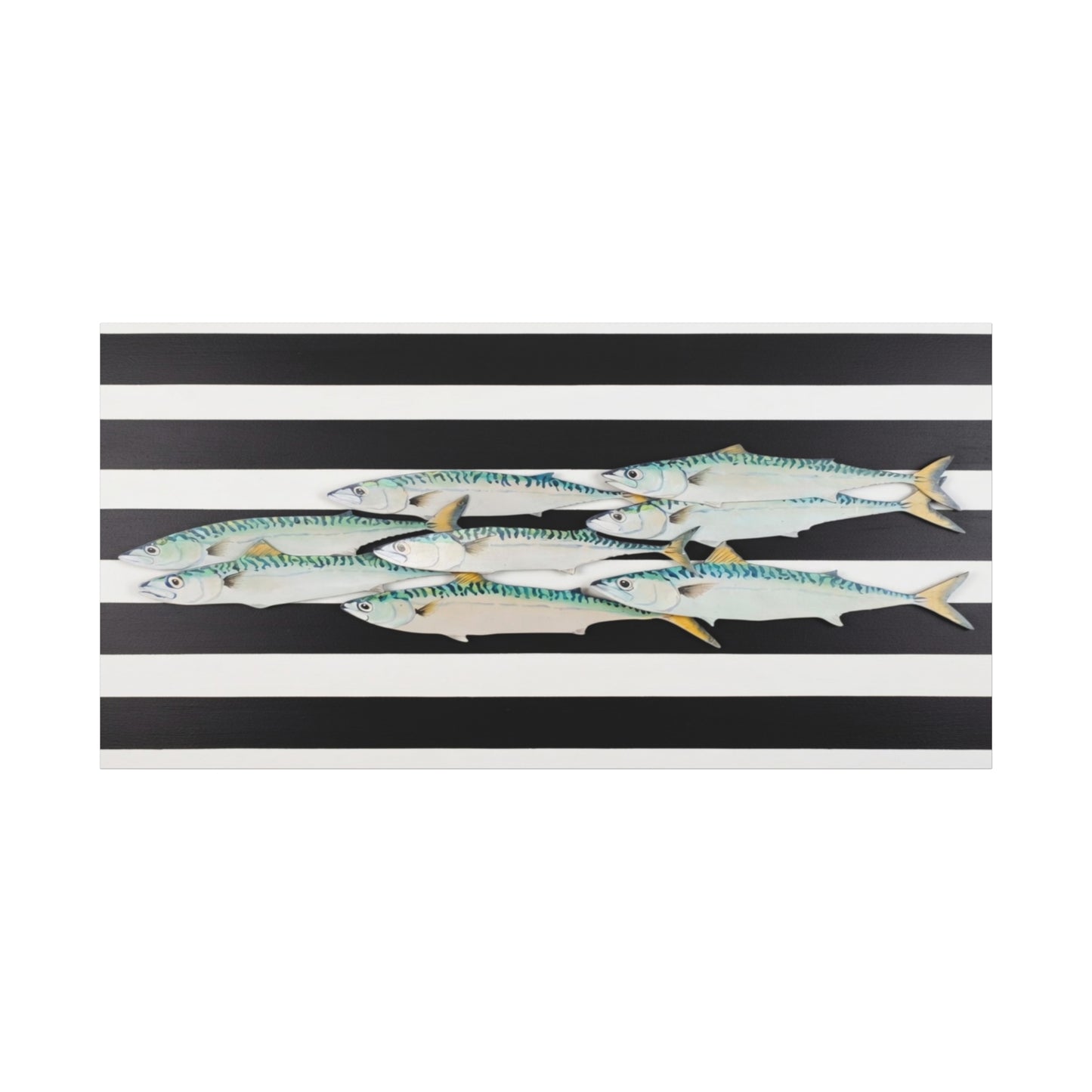 Striped Mackerel School Matte Canvas Print