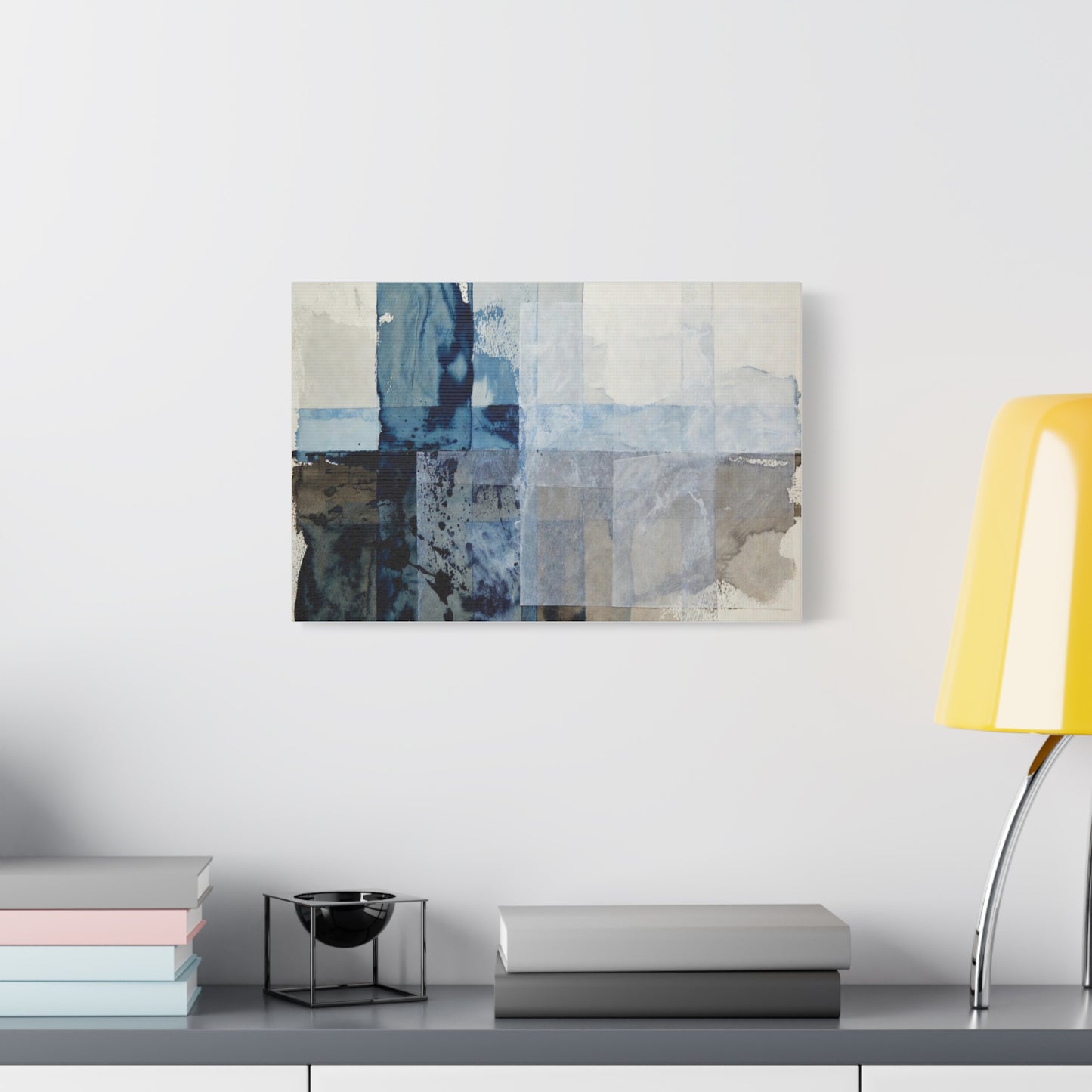 Abstract Blue Geometric Canvas Art — Stretched Matte Wall Decor