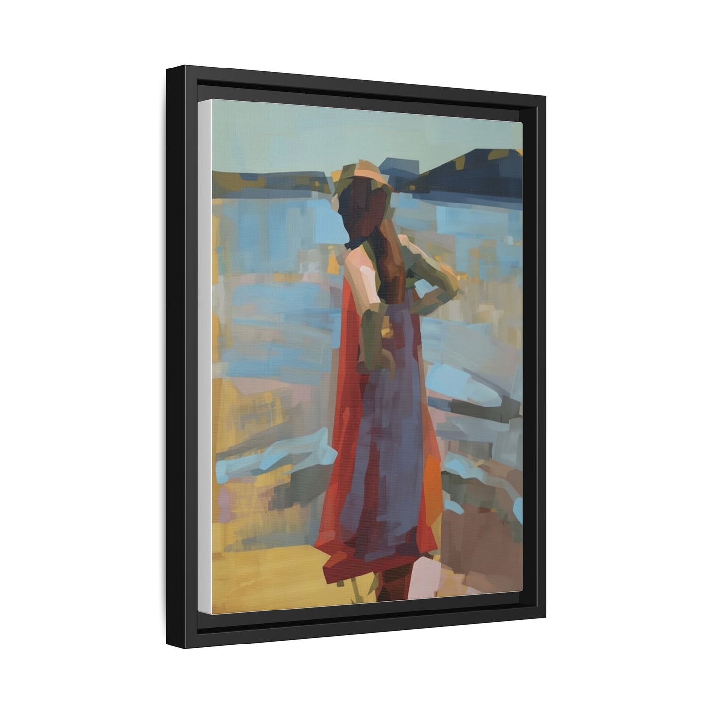 Framed Matte Canvas Print — Coastal Woman Abstract Art