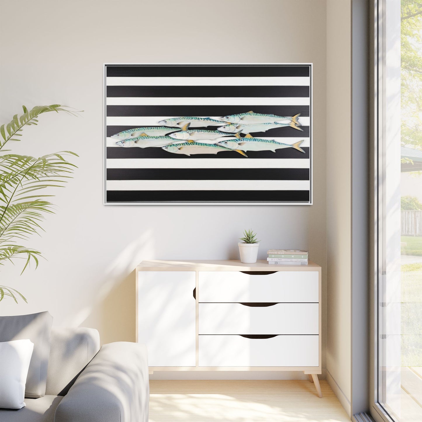 Striped Mackerel Canvas Print — Framed Matte Fish Wall Art