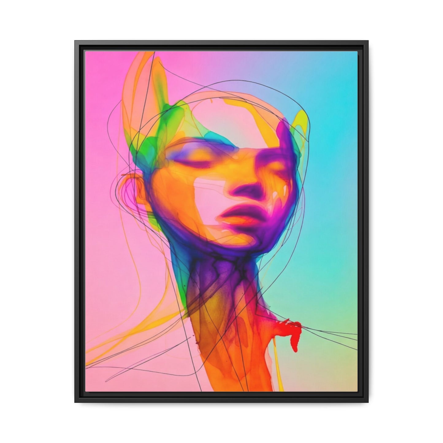 Framed Matte Canvas Art — Vibrant Abstract Portrait Wall Print
