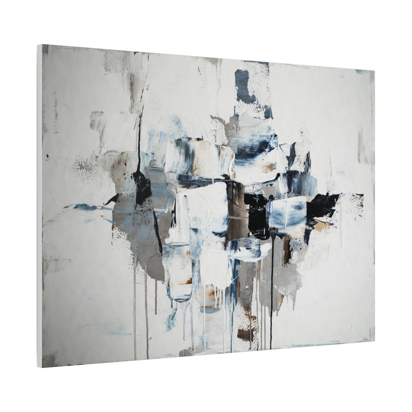 Abstract Blue & Gray Canvas Wall Art — Stretched Matte Canvas