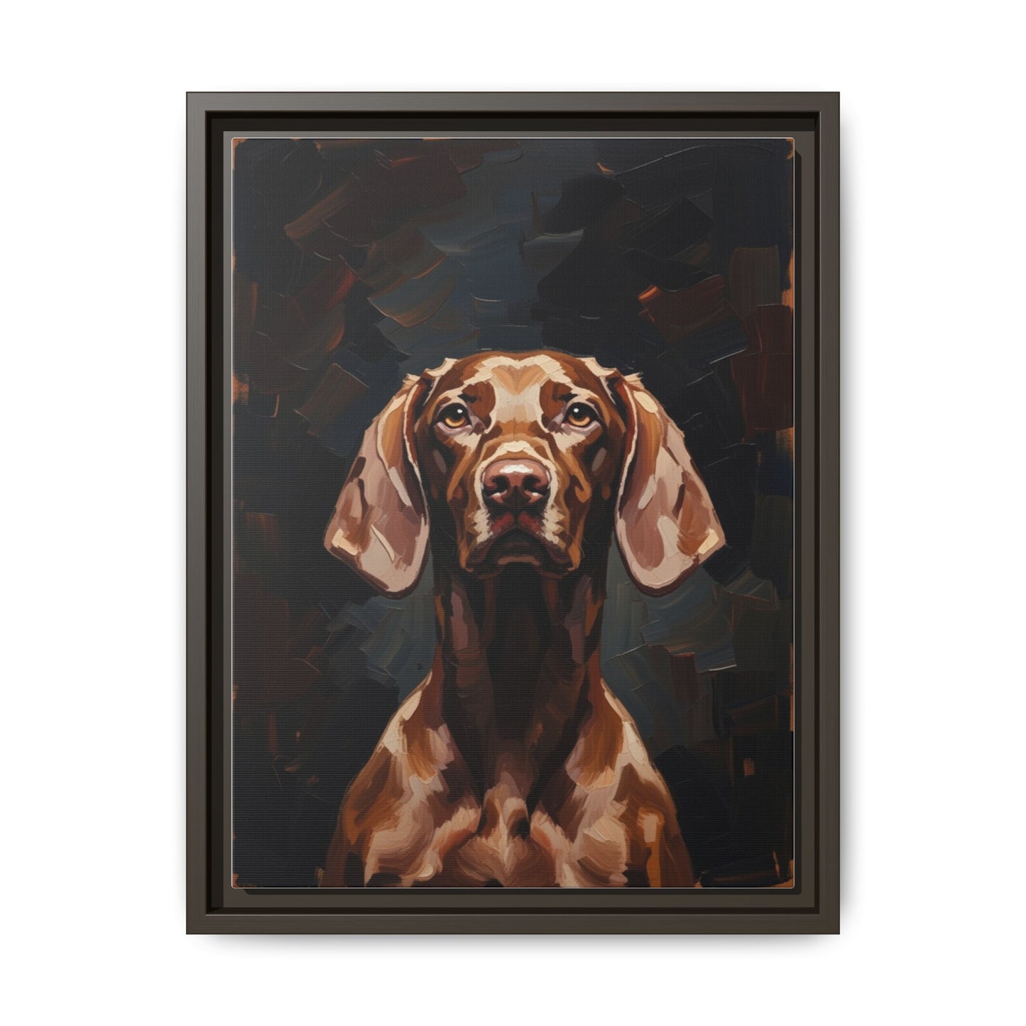 Framed Matte Canvas Dog Portrait – Brown Vizsla Wall Art