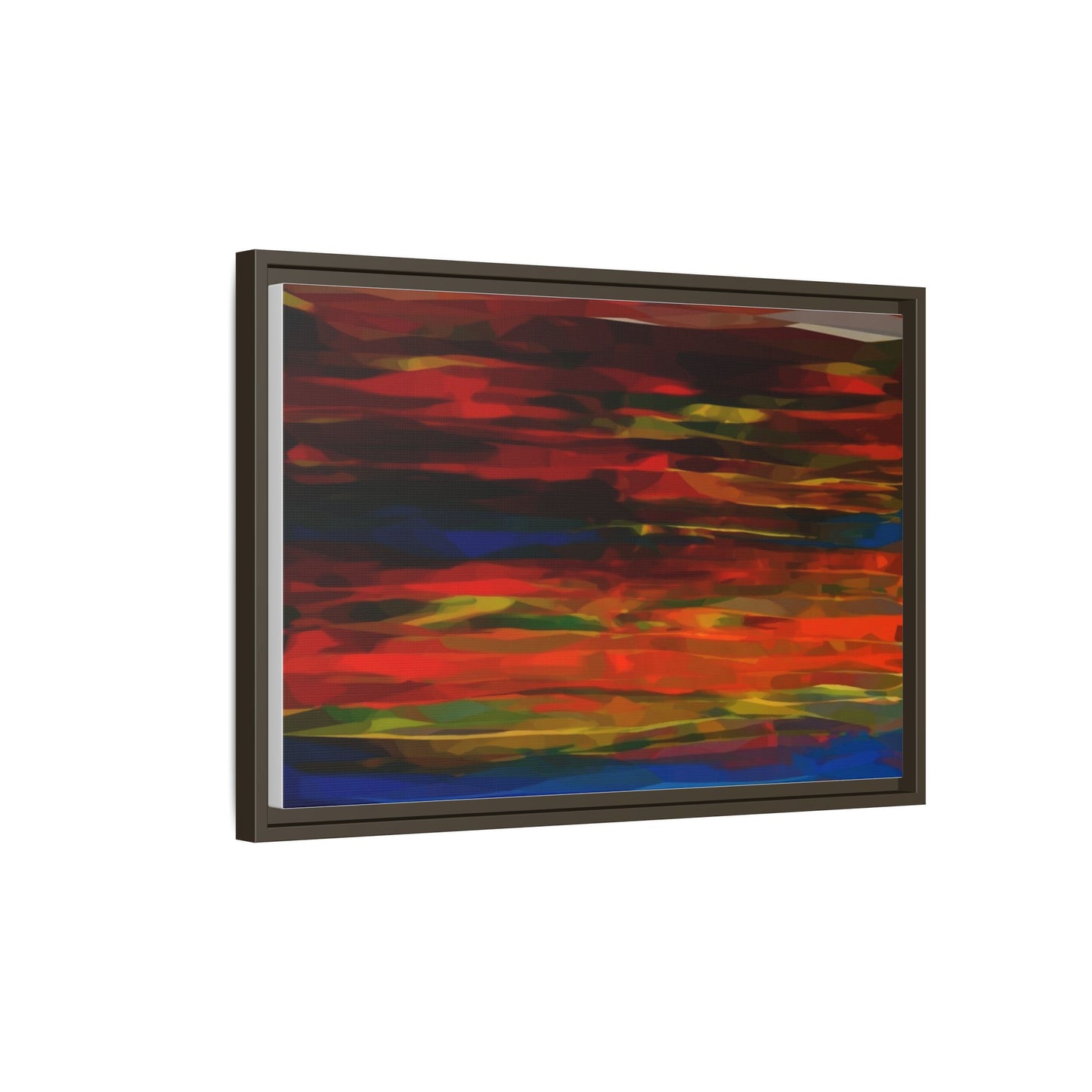 Abstract Multi-Color Matte Canvas Framed Wall Art — Bold Red & Blue Modern Painting