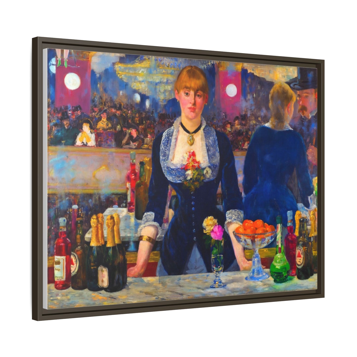 Framed Matte Canvas Print — Vintage Parisian Bar Scene