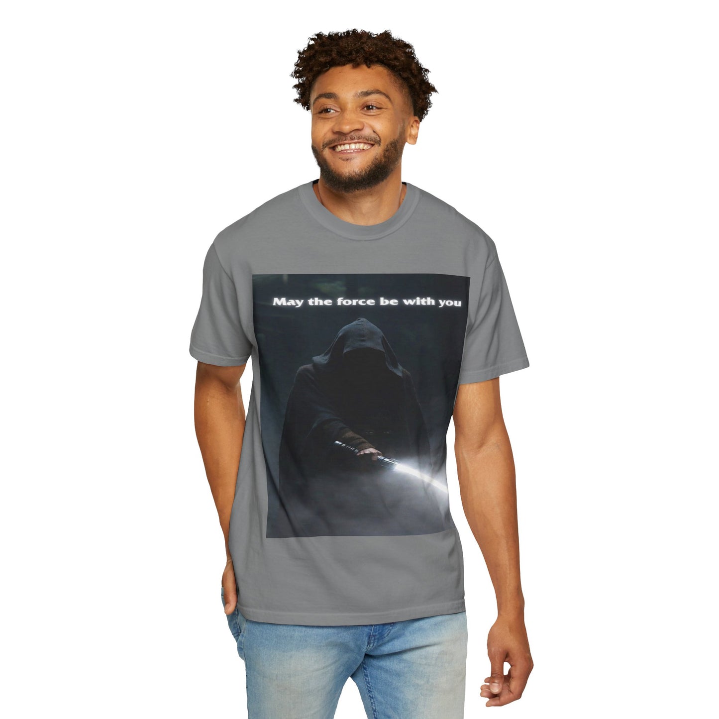 May the Force Be With You T-Shirt — Dark Hooded Lightsaber Graphic Tee