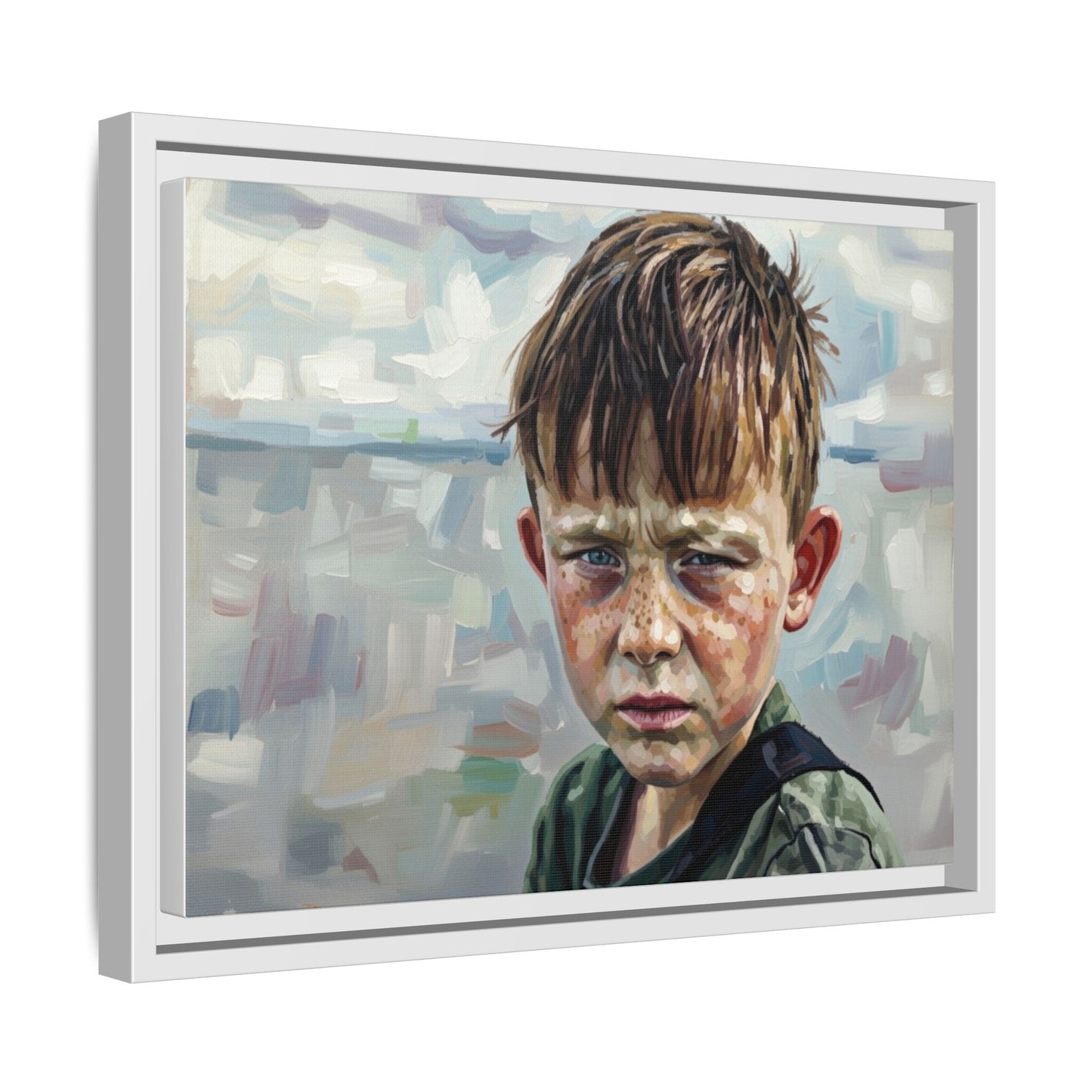 Framed Matte Canvas: Gritty Boy Portrait Art Print