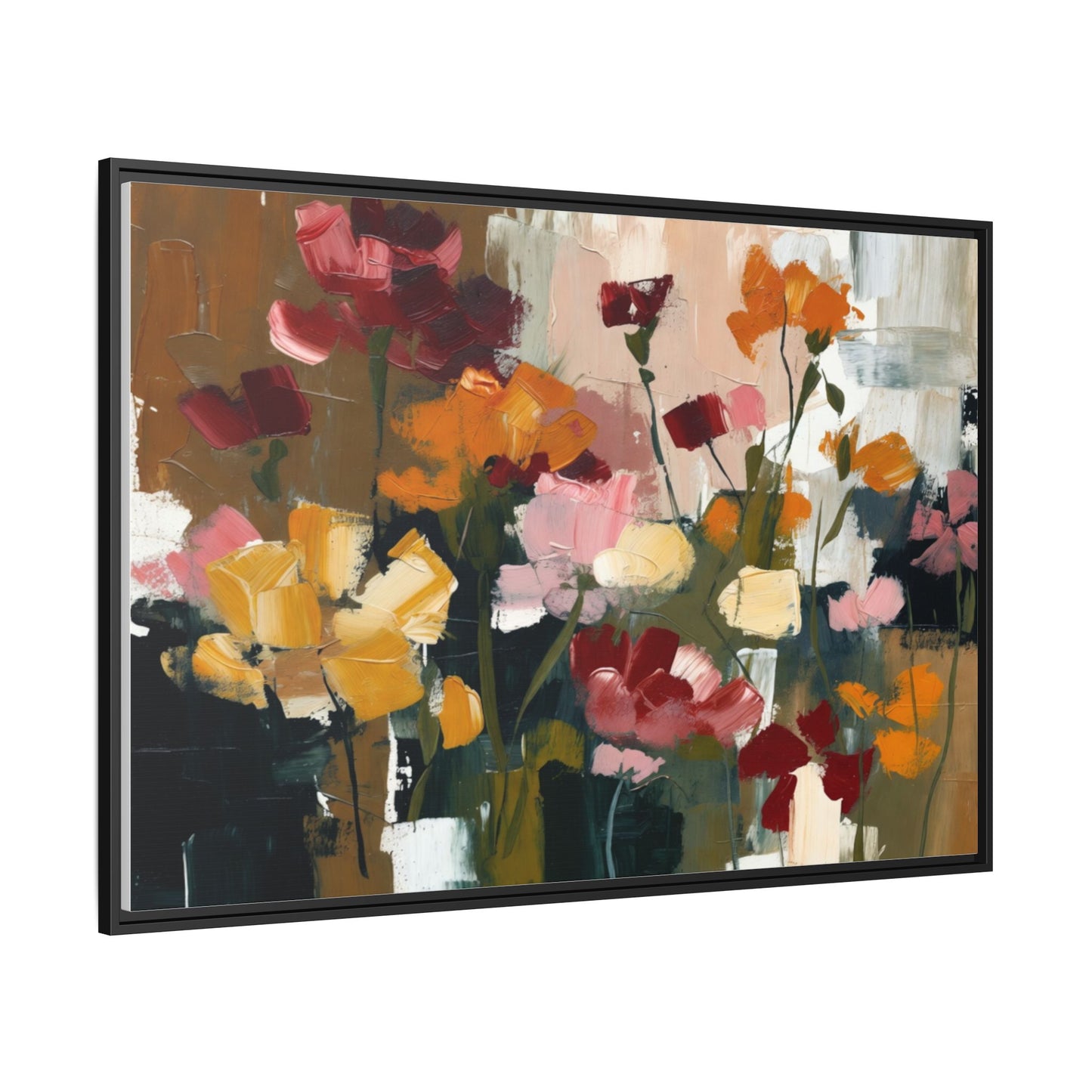 Framed Matte Canvas Floral Abstract Wall Art