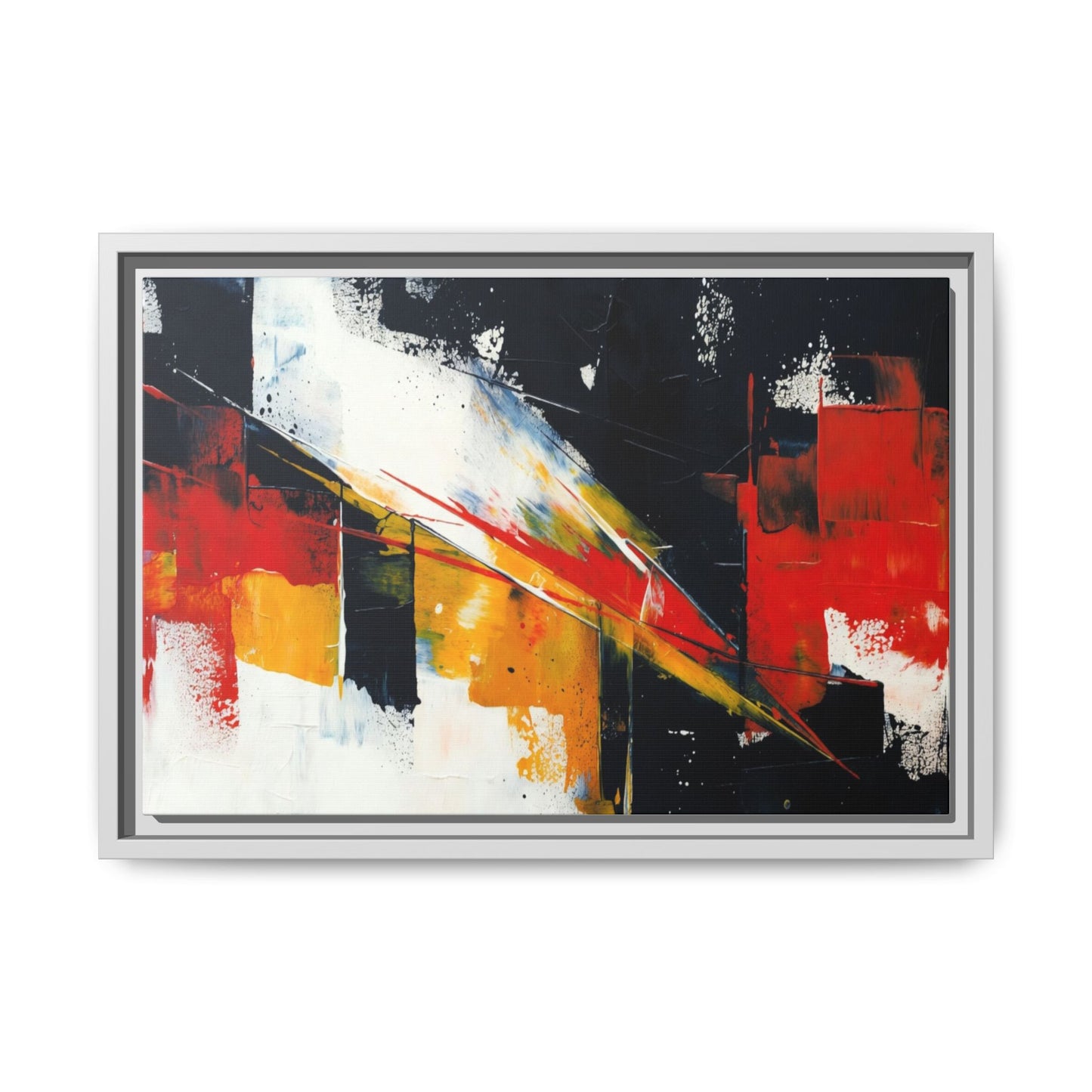 Abstract Red & Black Framed Canvas Print — Modern Geometric Wall Art