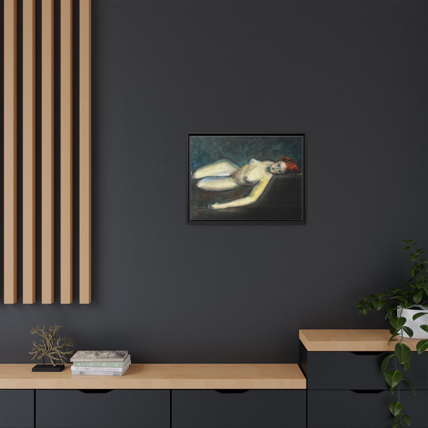 Lying nude by Paul Gosselin Framed Matte Canvas Wall Art Print
