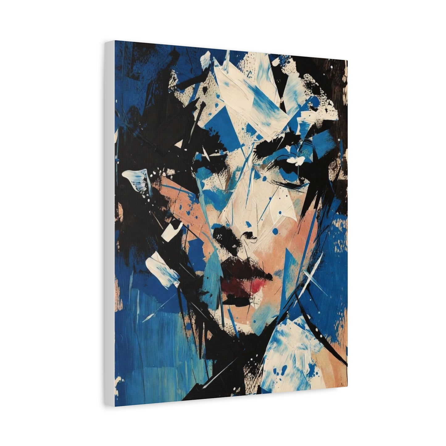 Abstract Blue Portrait Canvas Print — Modern Stretched Wall Art