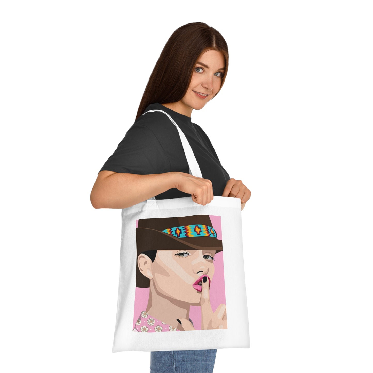 Pop Art Woman Tote Bag — Stylish Retro Portrait Cotton Shopper