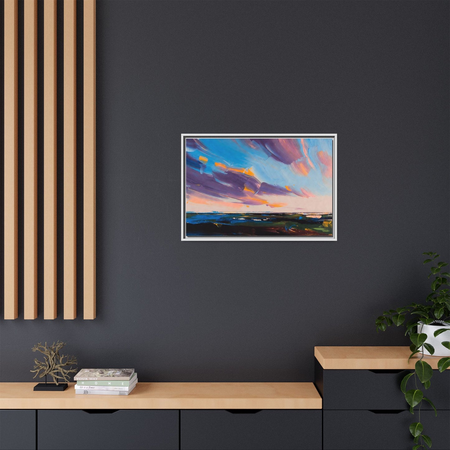 Framed Matte Canvas Abstract Seascape Sunset Art Print