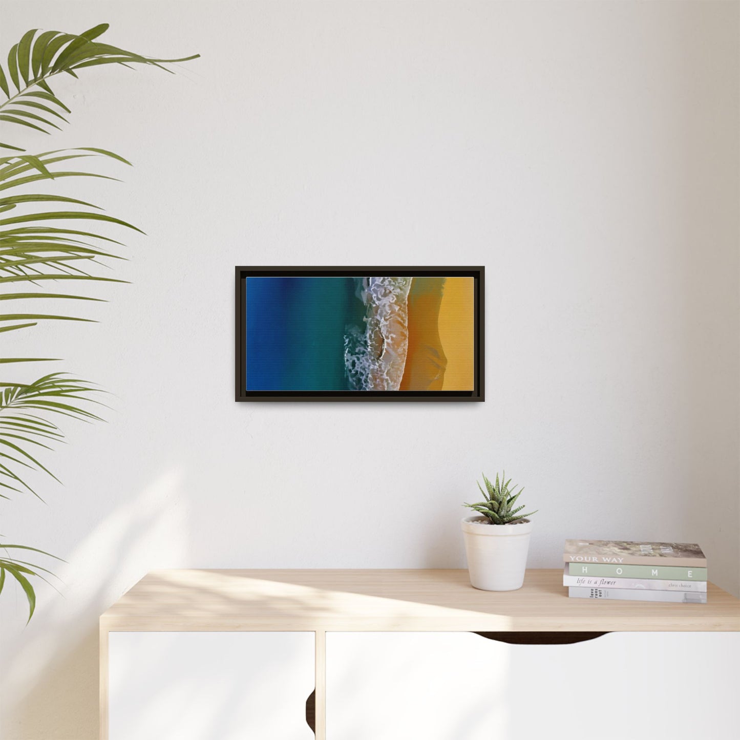 Framed Matte Canvas Seascape Print – Coastal Waves Wall Art