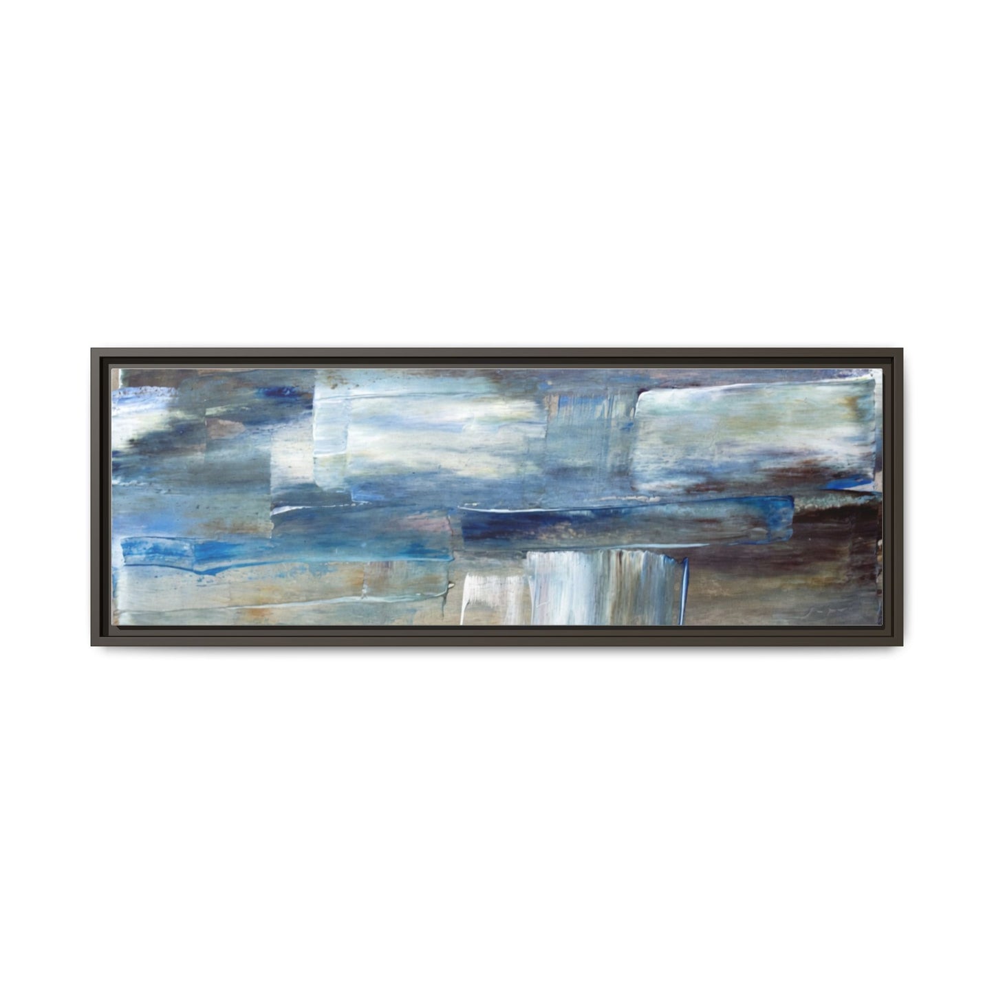 Abstract Blue Coastal Matte Canvas Framed Wall Art
