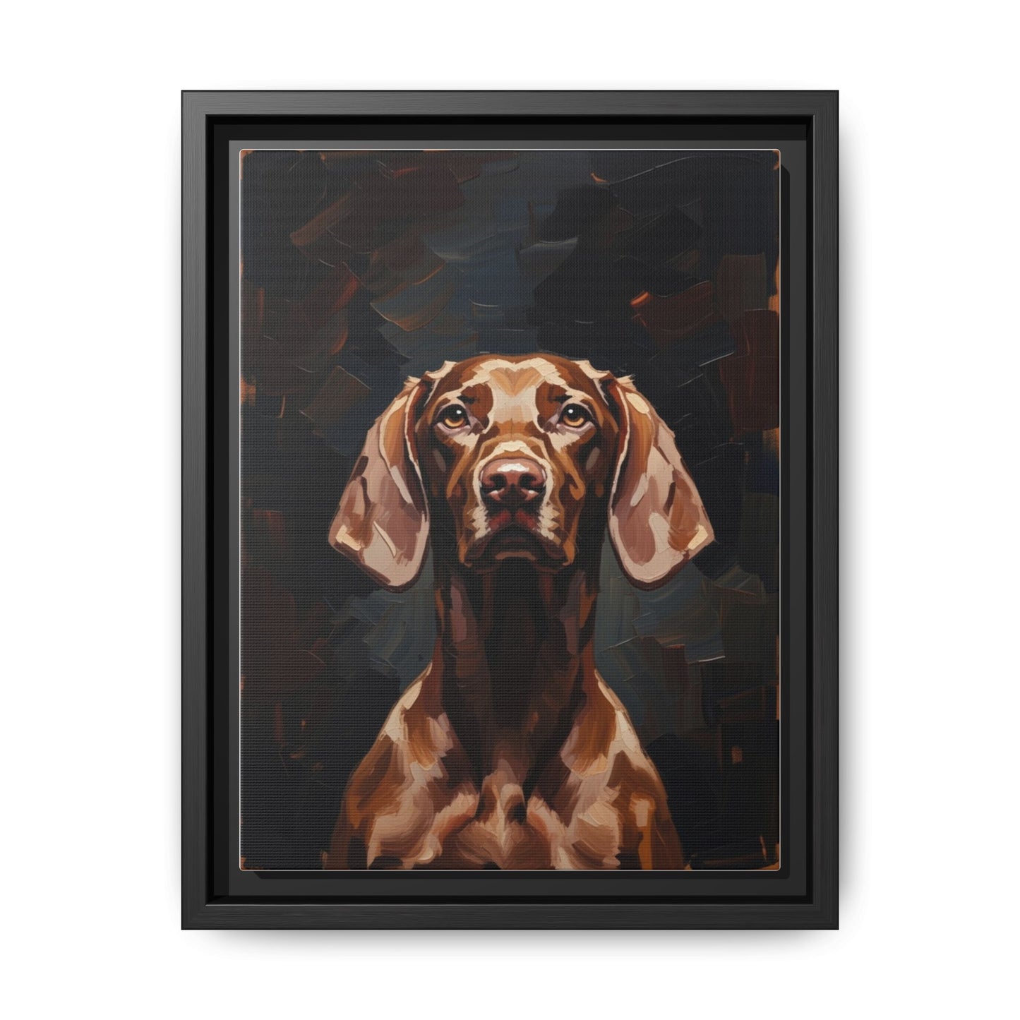 Framed Matte Canvas Dog Portrait – Brown Vizsla Wall Art