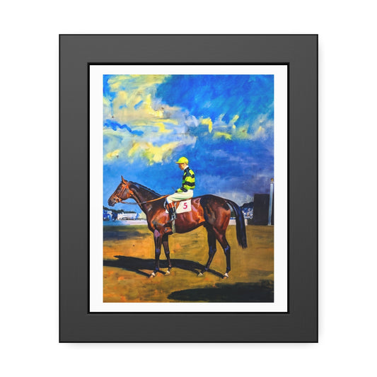 Framed Poster — Vintage Racehorse Jockey Art Print