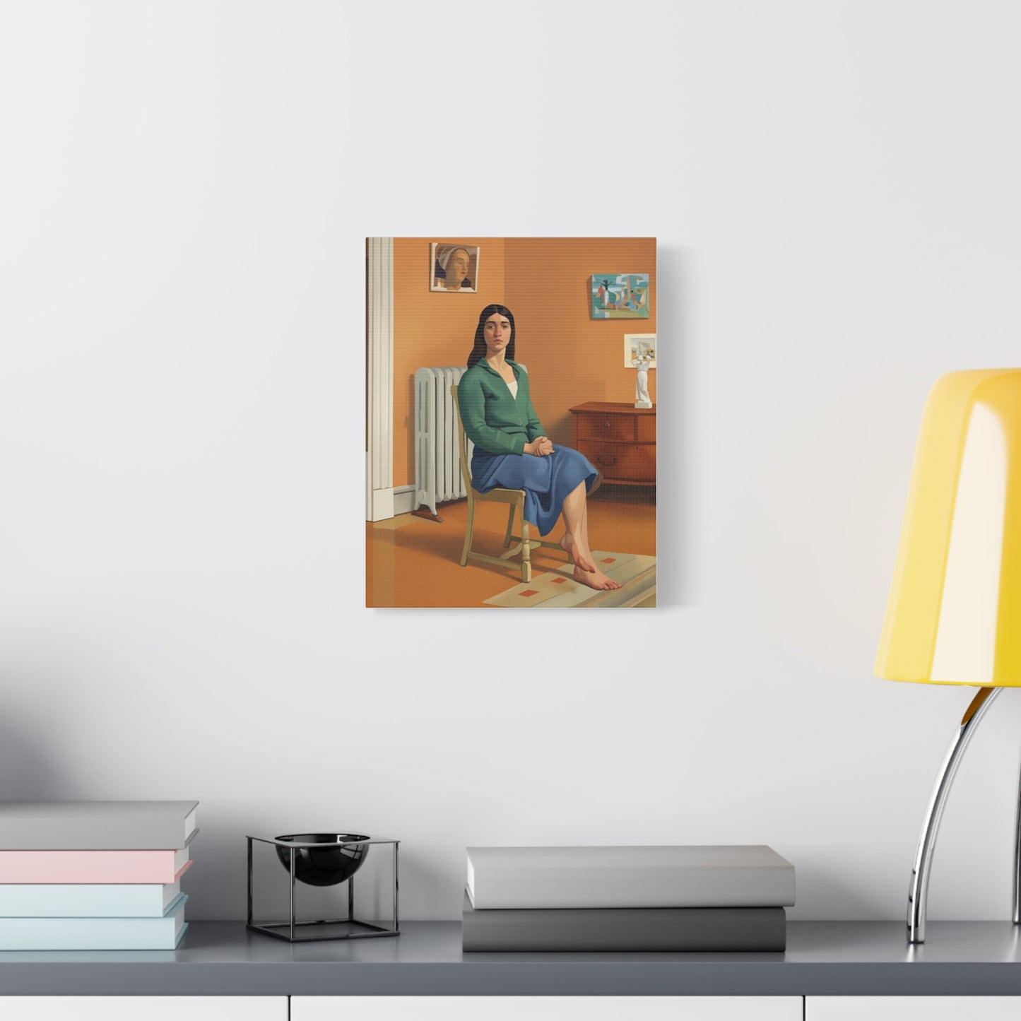 Portrait Canvas Print — Seated Woman Matte Stretched Wall Art