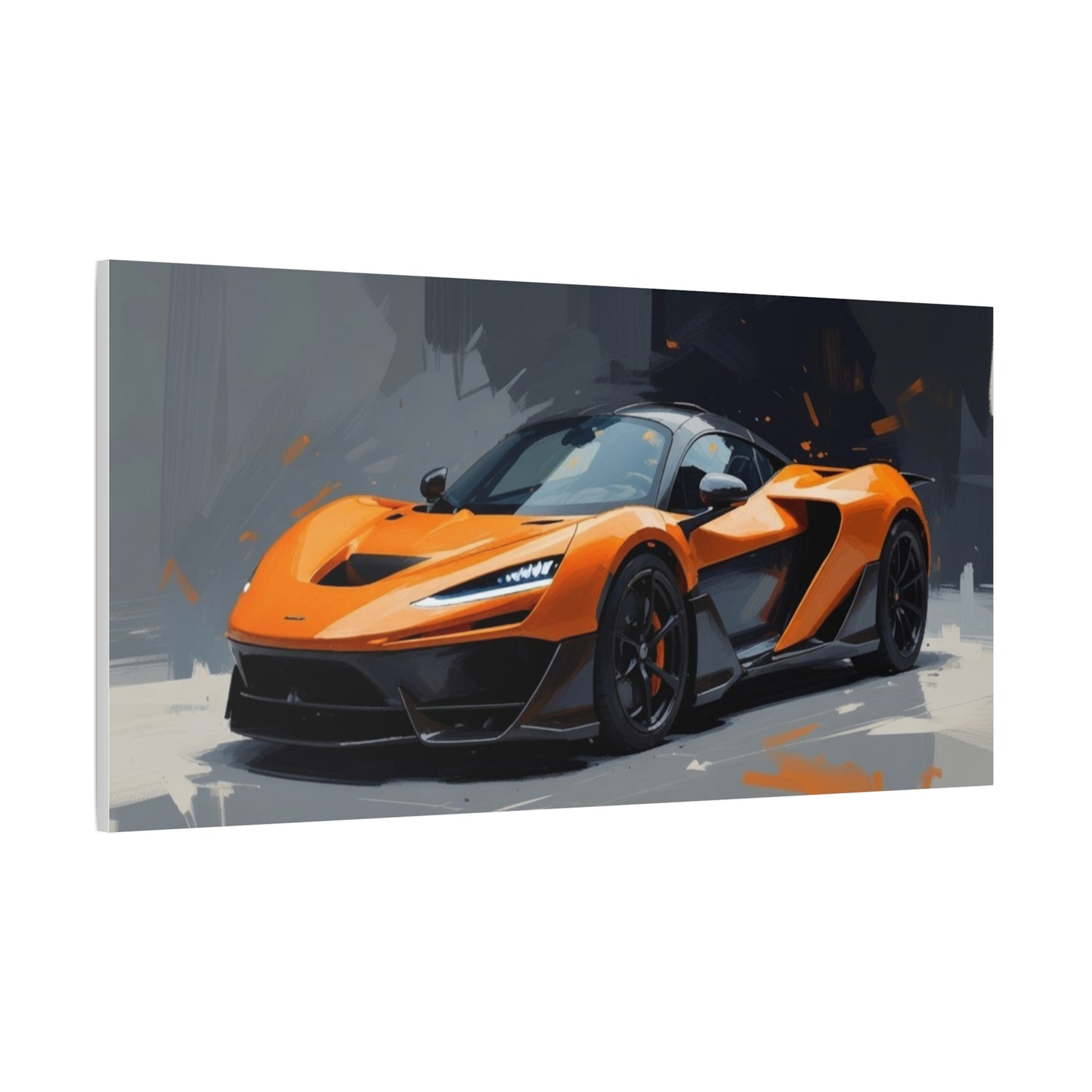 Orange Supercar Matte Canvas Wall Art – Stretched 1.25" Sports Car Print