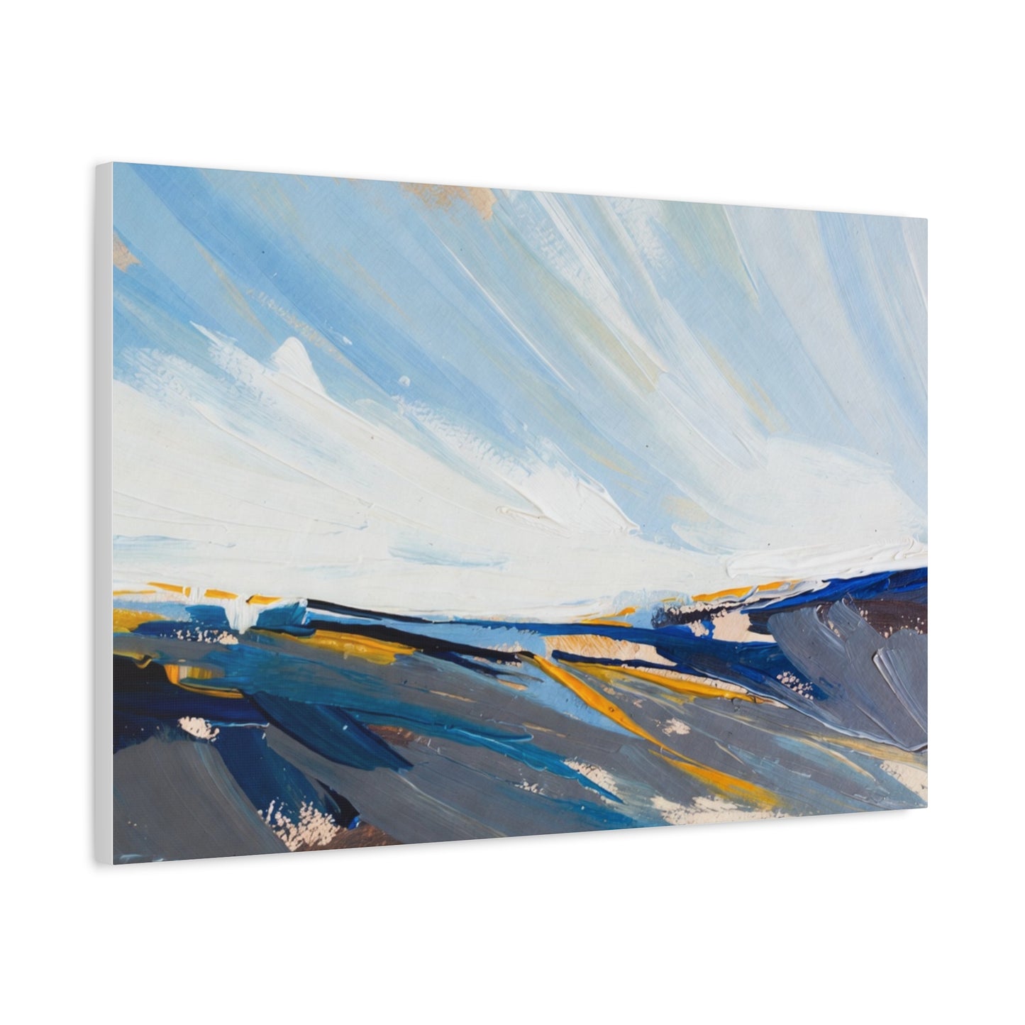 Abstract Coastal Landscape Canvas Print — Blue Sky Seascape Wall Art