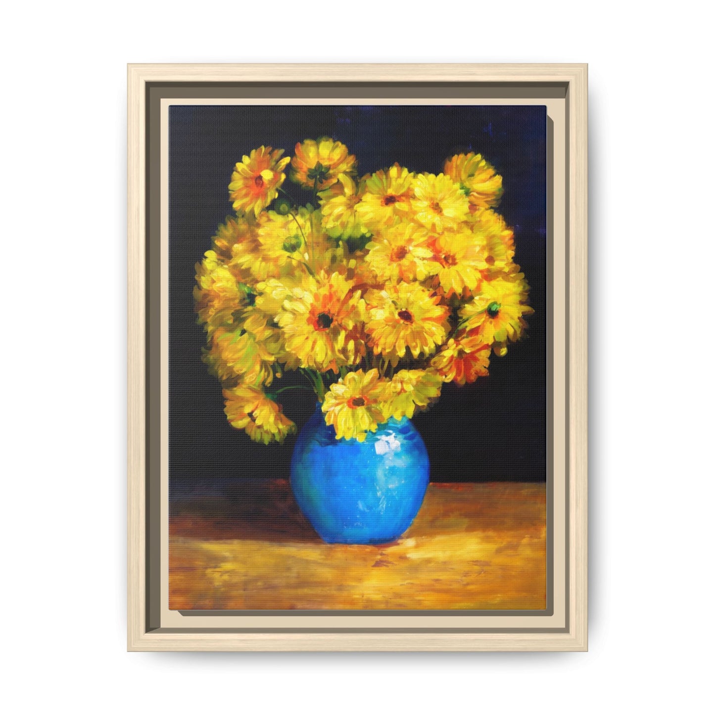 Yellow Daisy Bouquet Matte Canvas Framed Wall Art