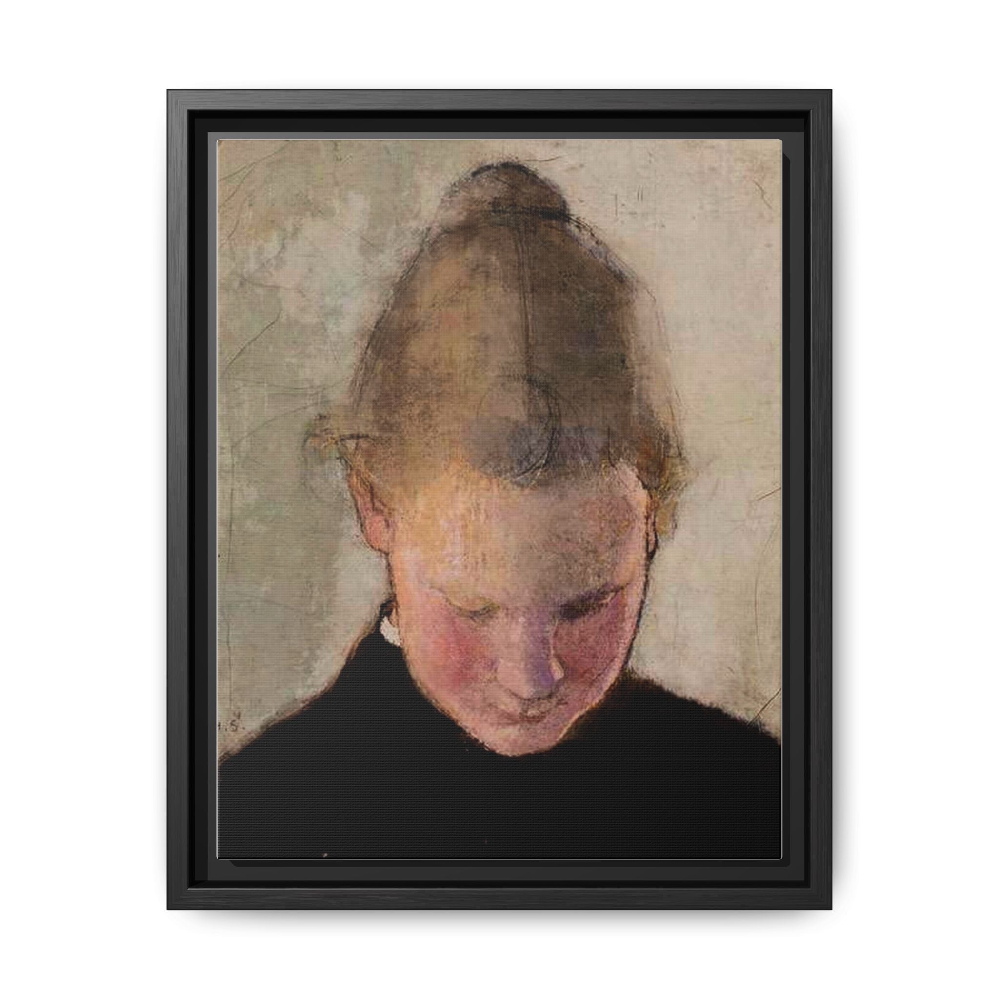 Lukeva tytto by Helena Schjerfbeck Framed Matte Canvas Art Print