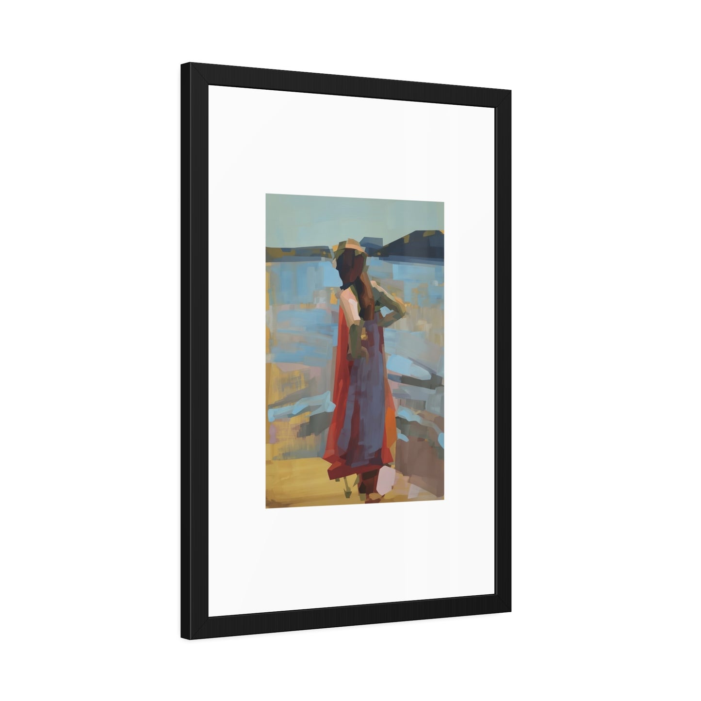 Framed Art Print — Woman at the Shore Impressionist Poster