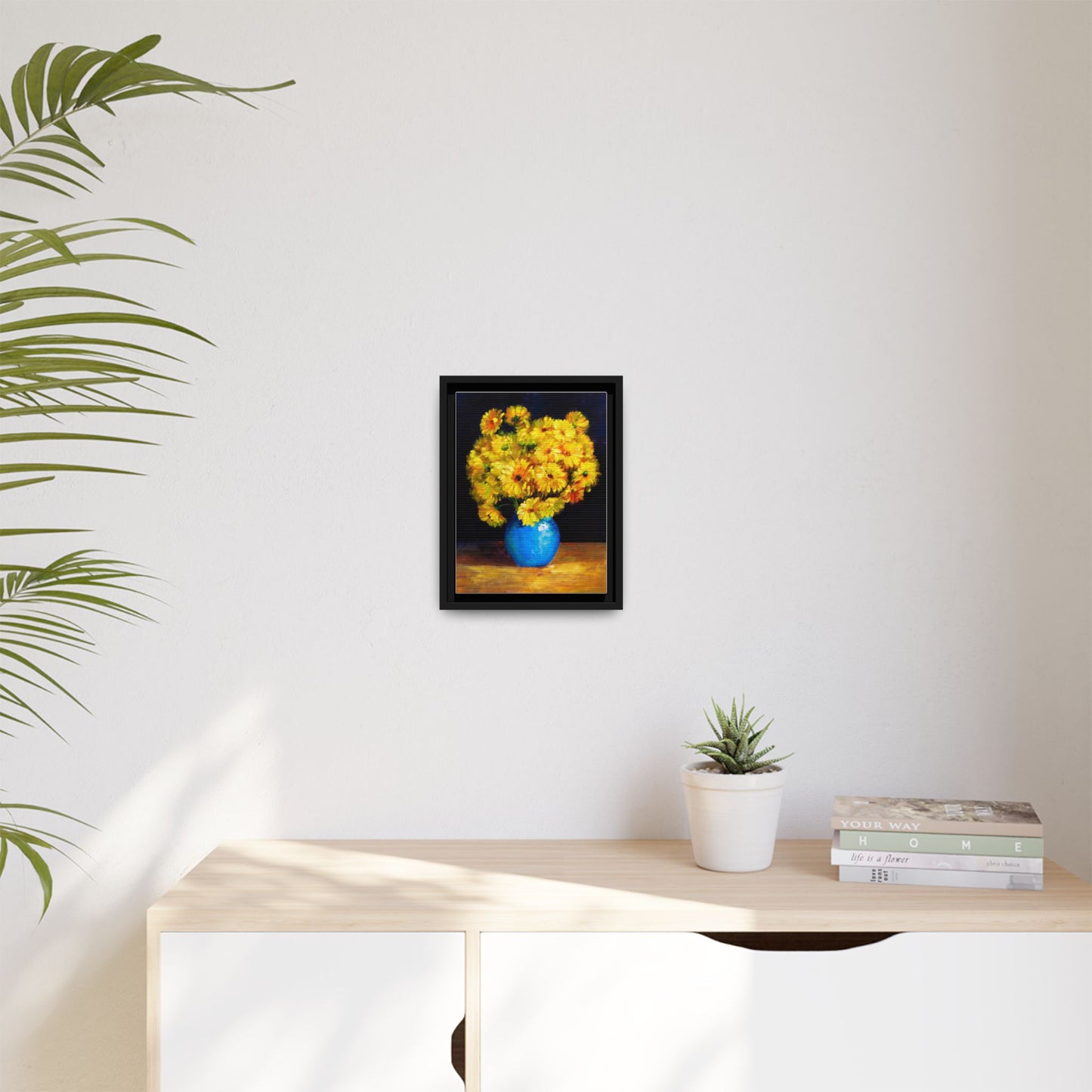 Yellow Daisy Bouquet Matte Canvas Framed Wall Art