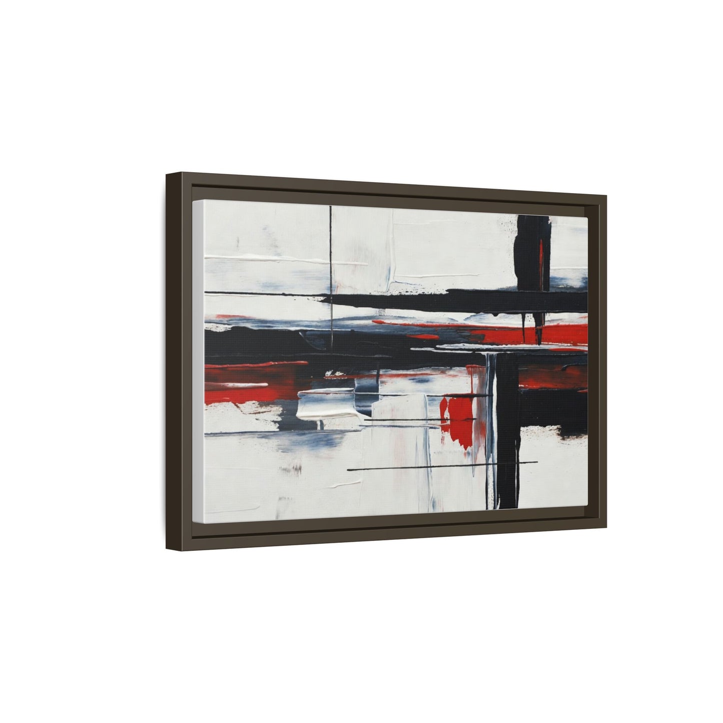 Abstract Red & Black Framed Canvas Art — Modern Matte Wall Painting