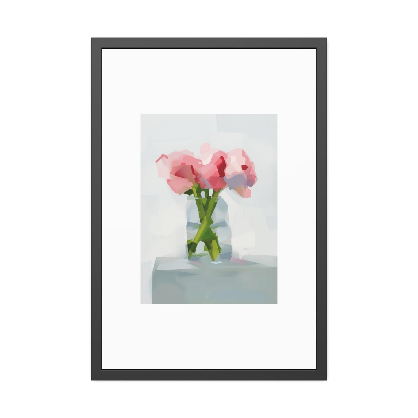 Framed Poster — Pink Floral Still Life Art Print (Modern Minimal)