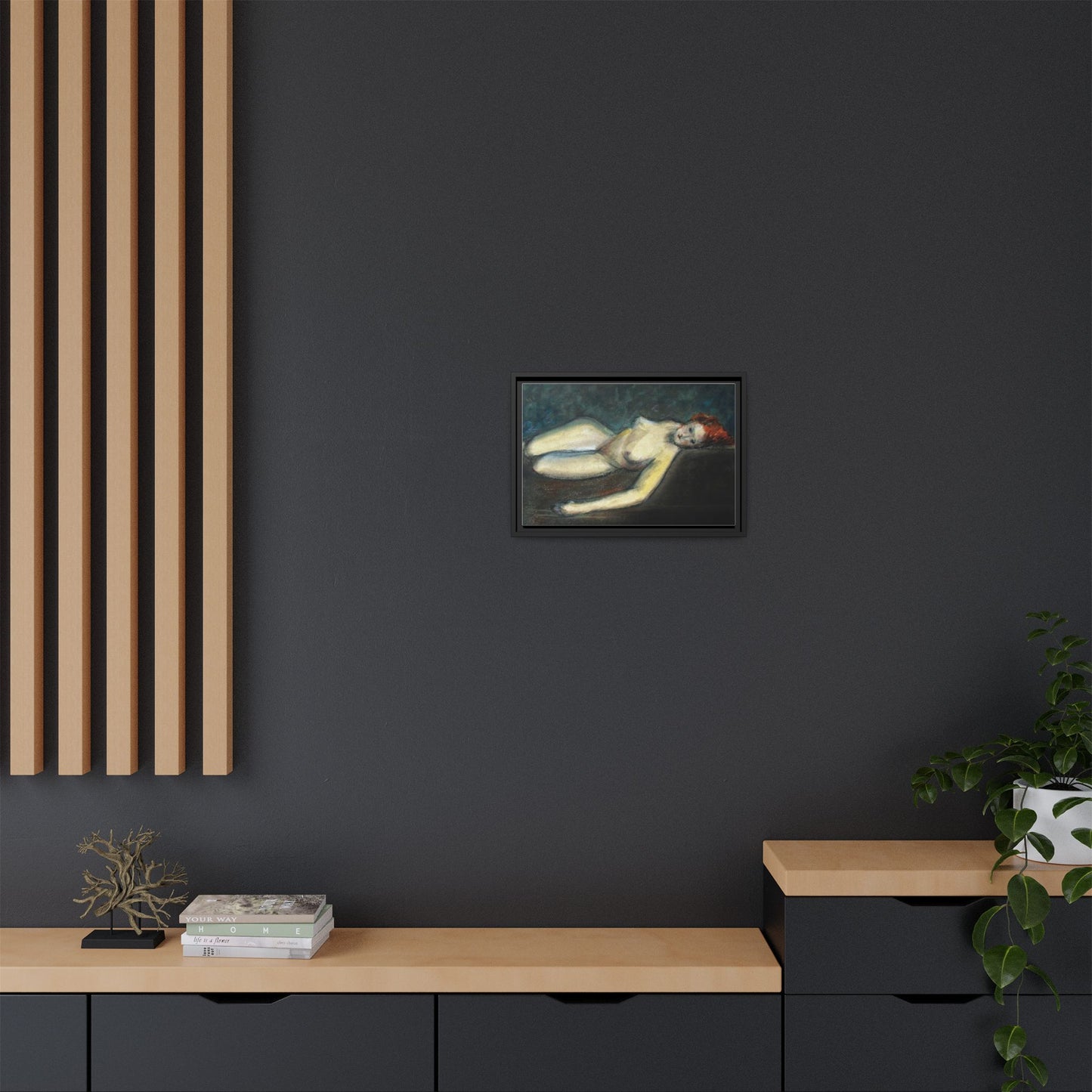 Lying nude by Paul Gosselin Framed Matte Canvas Wall Art Print